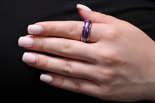 Miniatura 4 de Anillo giratorio morado para ansiedad, ansiedad, diversión, aburrimiento, prueba de ansiedad, alivio del estrés, giro suave con nuestro diseño