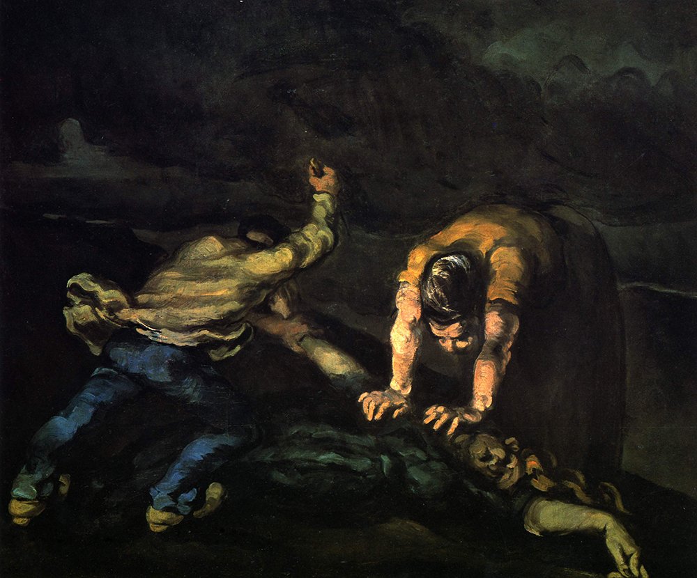 Lámina Cézanne Murder in The Night enmarcada en marrón mate