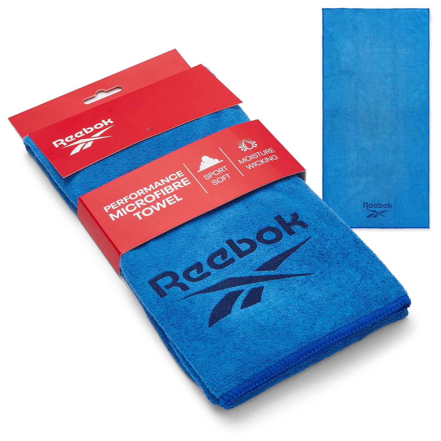 Reebok Dublin Microfibre Gym Towel – Quick Dry Towel with Moisture-Wicking Performance | Lightweight and Absorbent | Sport Towel For Training, Home Gym, Travel & Fitness - 40 x 80cm | Vector Blue