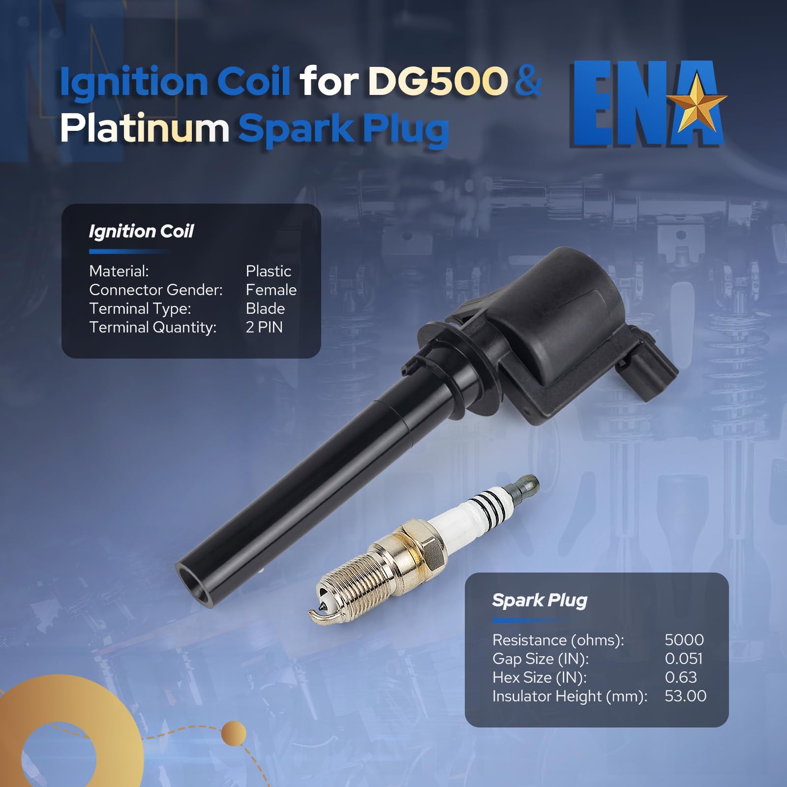 DG500 Ignition Coil Pack Spark Plugs Compatible with 3.0L 2001 2002 2003 2004 2005 2006 2007 2008 Ford Escape Freestyles Taurus 500 Five Hundred Mazda Tribute Mercury Mariner Montego Sable Set of 6