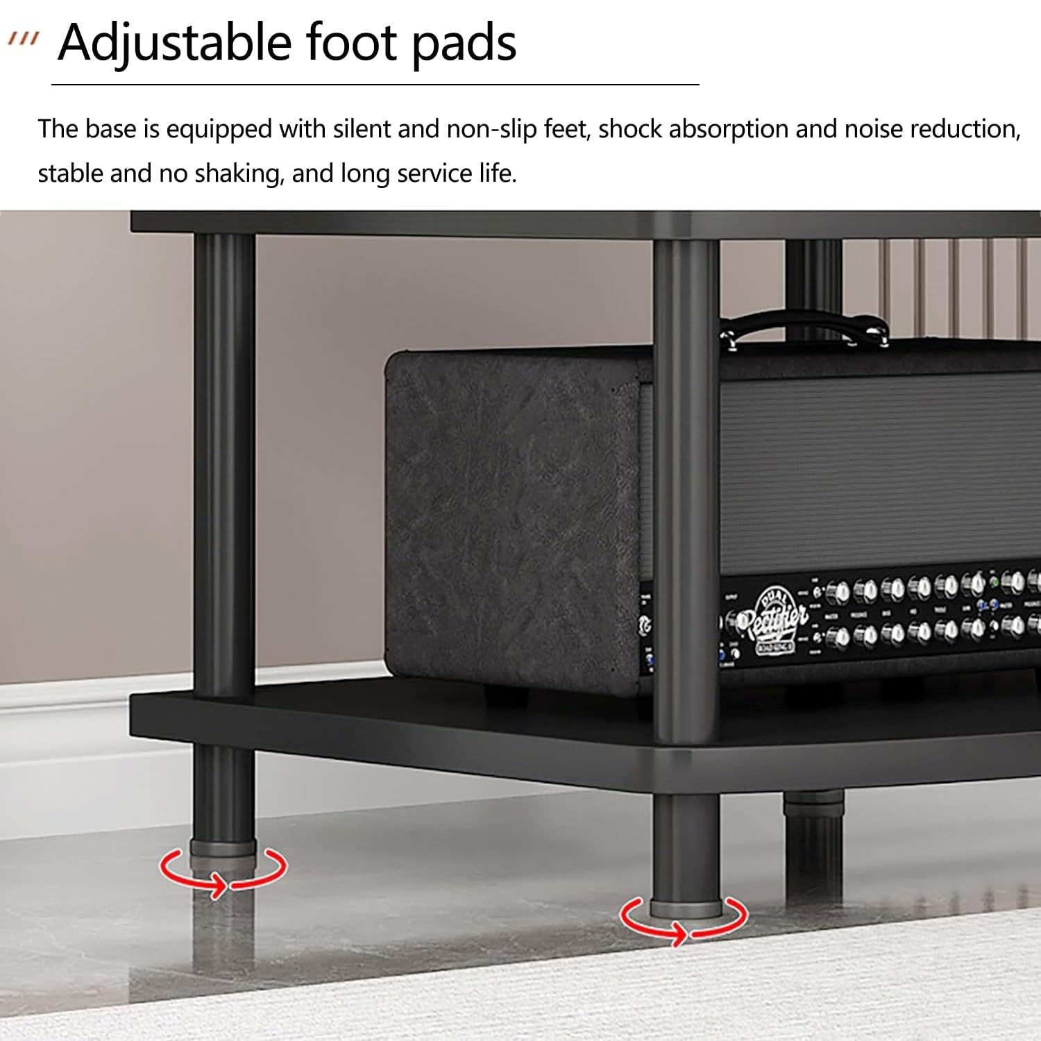 Supporto AV multimediale a torre regolabile in altezza, mensola per console di gioco TV, CD/giradischi stereo componente rack armadio per home cinema studio (3 livelli)