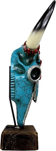 Miniatura 5 de Ebros Gift Cabeza de cráneo de vaca de búfalo de búfalo de buey de 13 pulgadas de alto occidental con mosaico, turquesa, oro y rojo, diseño de