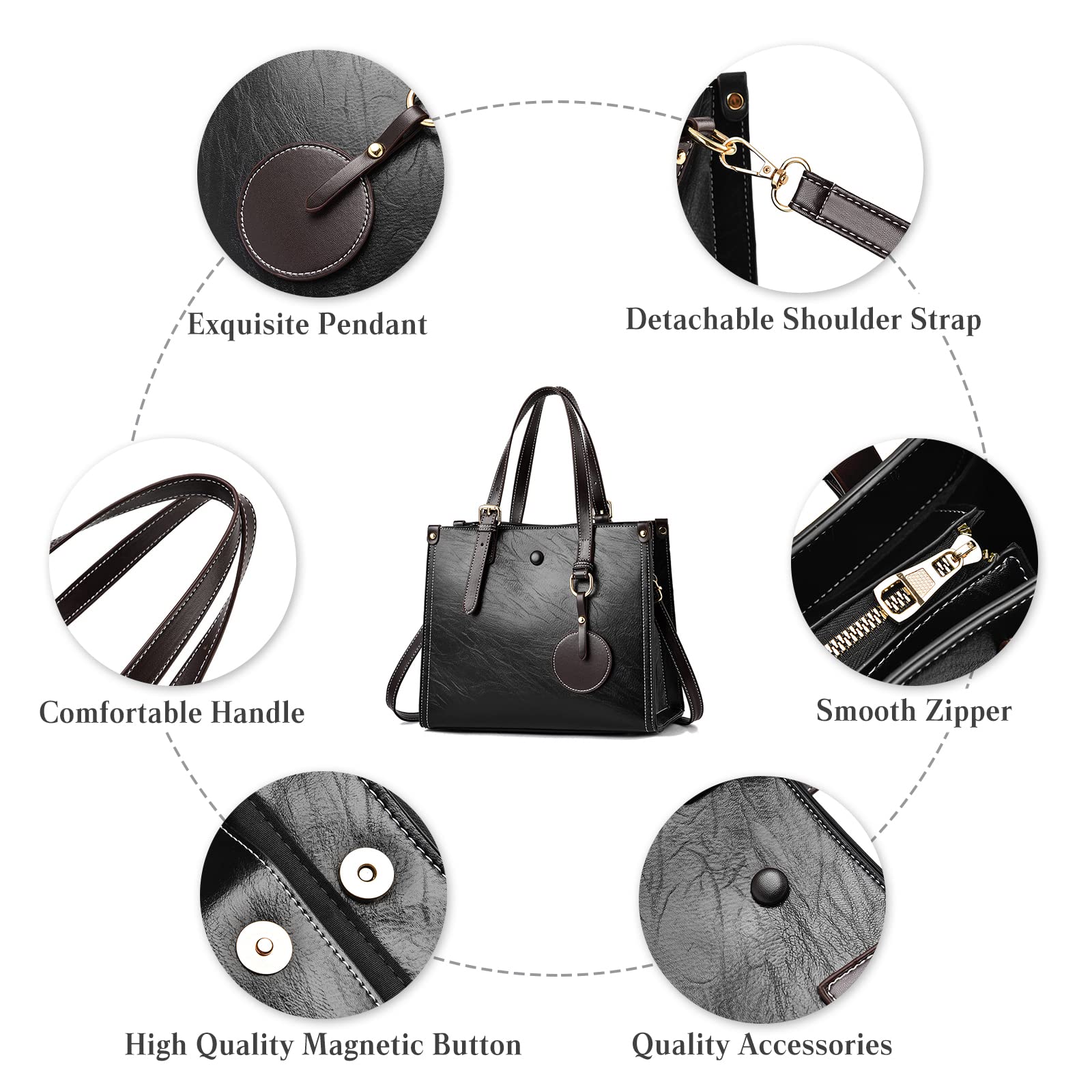 FANDARE Damska torebka tote górny uchwyt skóra PU torba na ramię crossbody torba kurierska