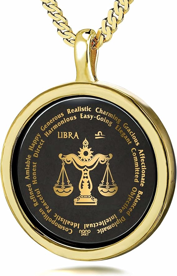 Amazon 天秤座ネックレス 星座ペンダント 9月23日 10月23日 誕生日用 星のサインと個性の特性が24kゴールドに刻印された円形ブラックオニキスジェムストーン 18インチ ロロチェーン ジェムストーン オニキス ネックレス 通販