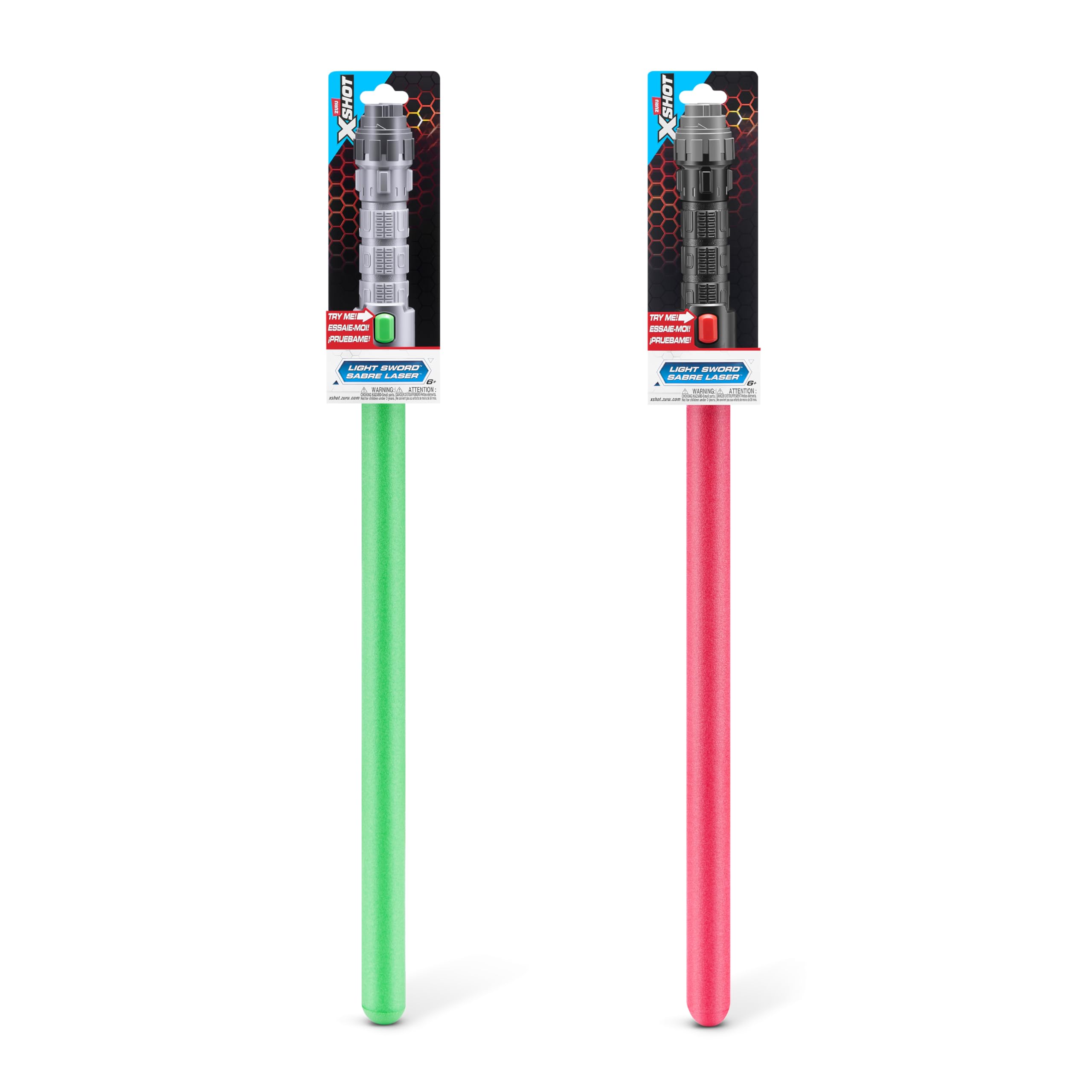 XSHOT Lite Swords by ZURU (2 Swords Included) Red and Green Foam Sword Toy, Toy Saber, Boys Toy, Play Pretend Play Foam Toys for Children, 2 Pack