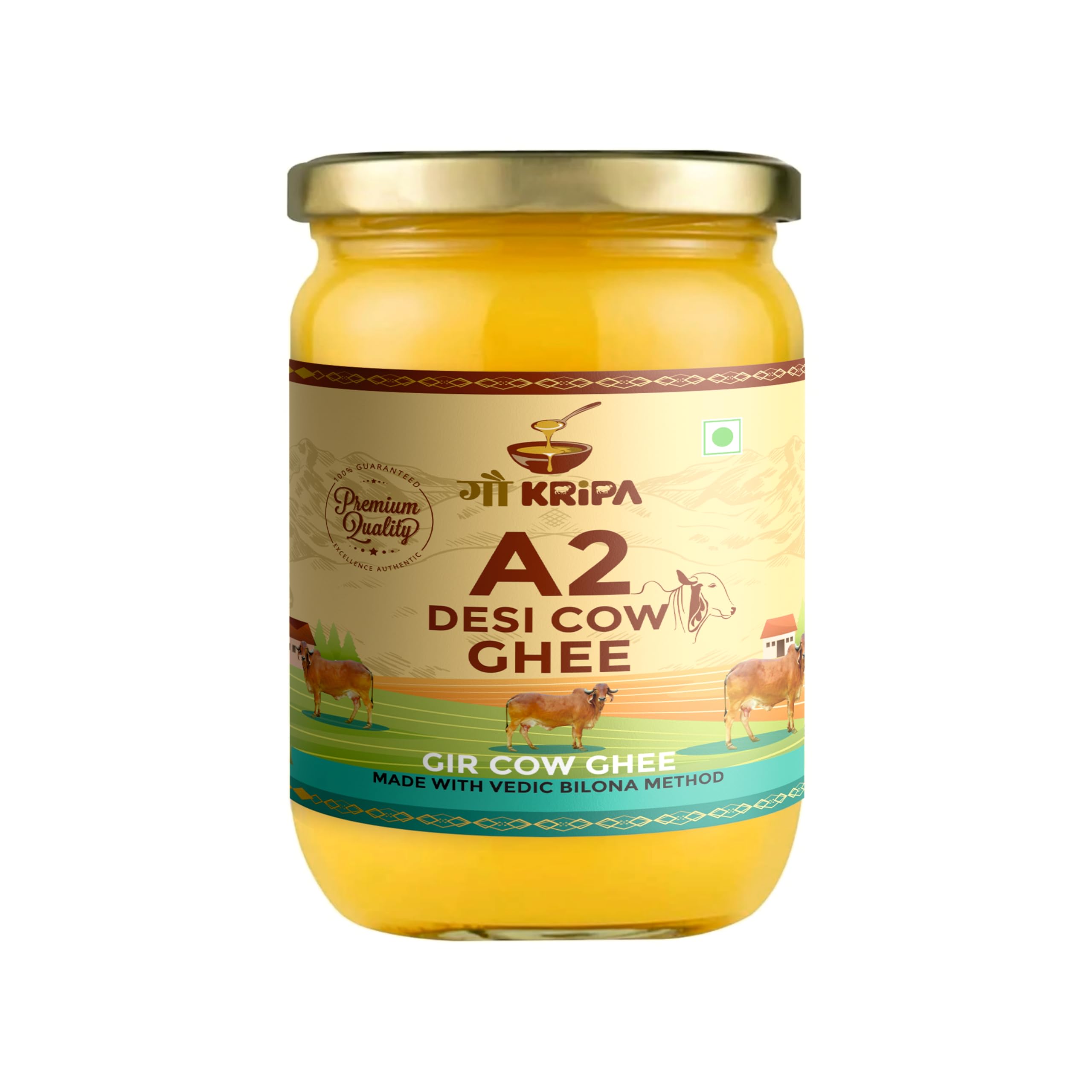 - Gau Kripa A2 Desi Cow Ghee | Bilona Method | Pure Indigenous Cow Milk Ghee | 500 g