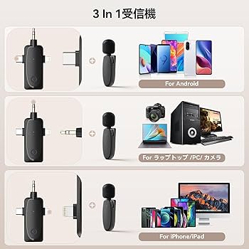 Amazon.co.jp: ワイヤレスマイク 120Mの伝送距離 ピンマイク