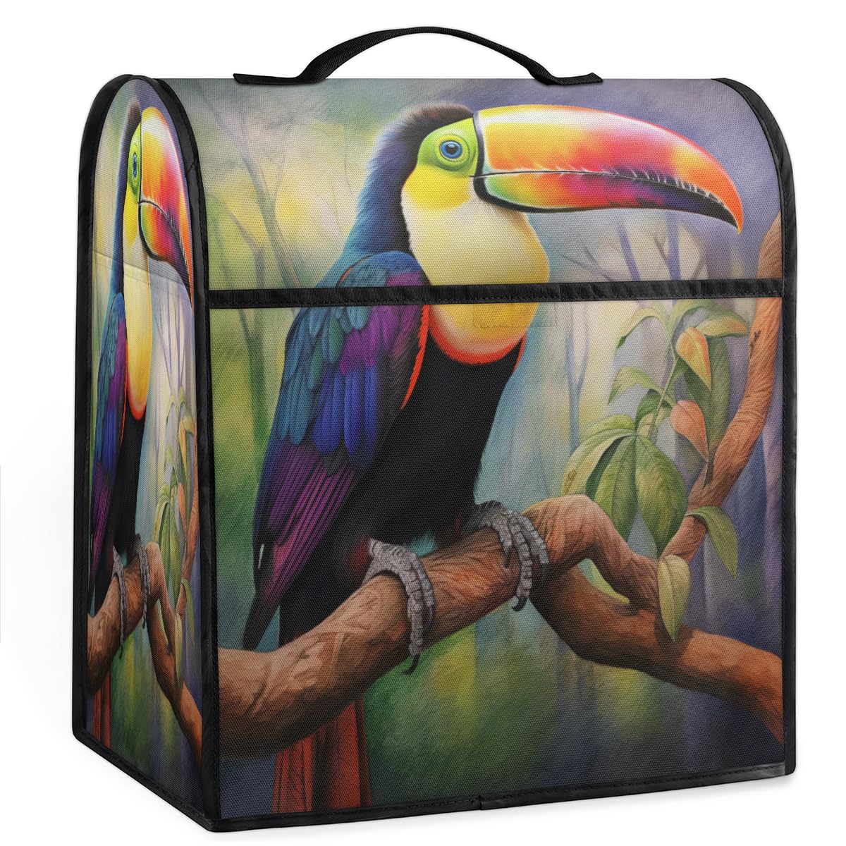 Coffee Maker Cover Retro Toucan Kitchen Appliance Covers Small Appliance Covers Blender Cover Juicer Cover Dust Covers for Kitchen Appliances with Top Handle and Pockets,Washable,C495