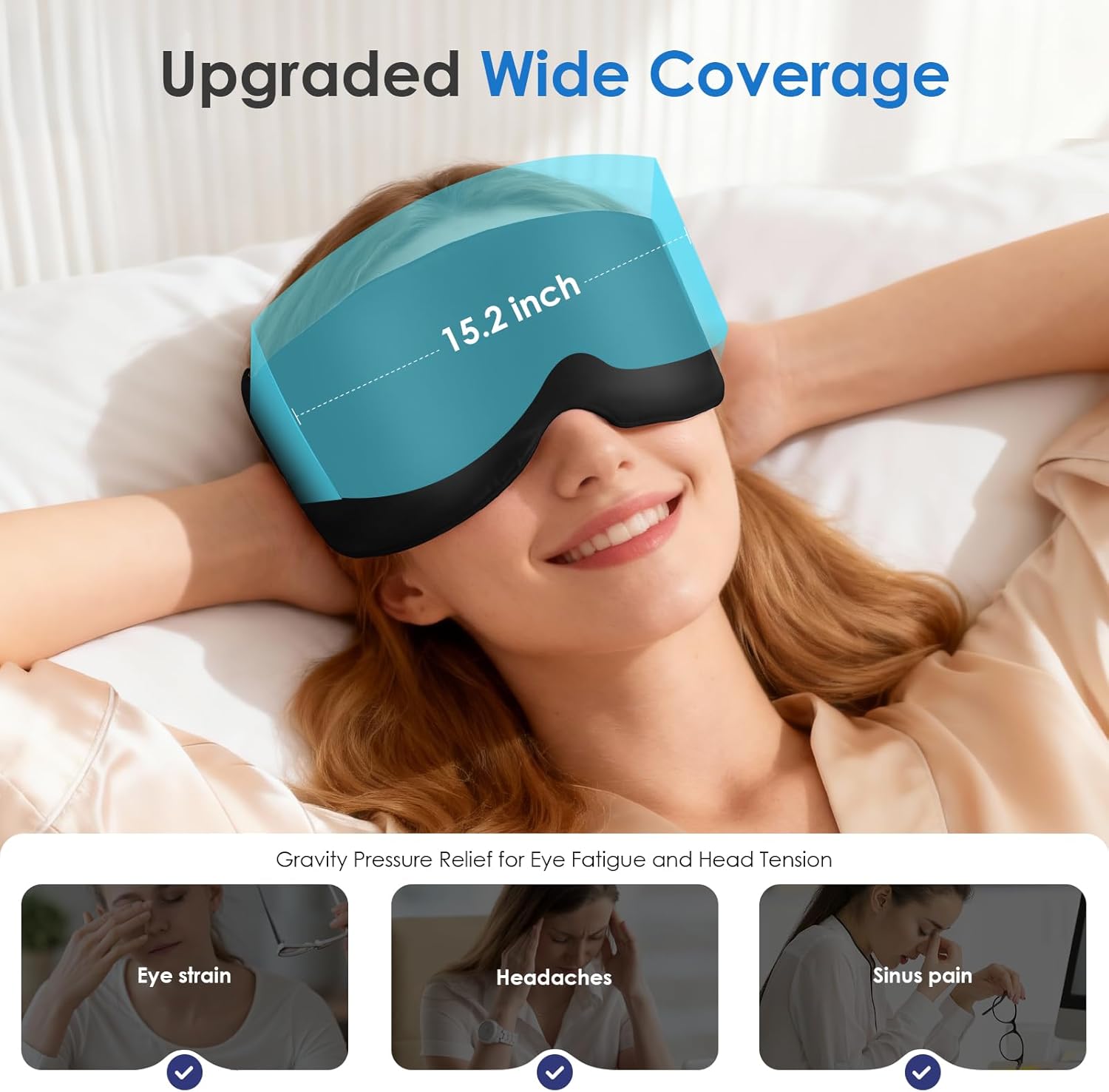 Weighted Eye Mask for Sleeping, Silk Sleep Mask for Side Sleeper with Adjustable Buckle, 100% Blockout Design, Ideal for Meditation, Relaxation and Travel, with Storage Pouch (Black)