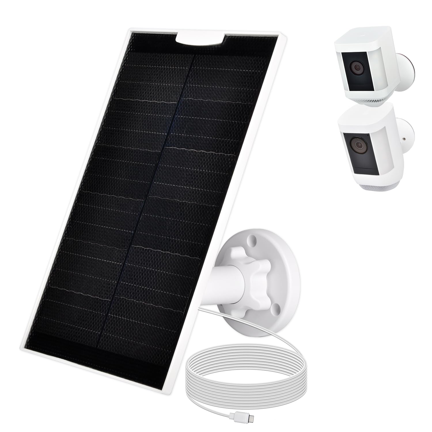 Prestantious Solar Panel for Ring Camera, Solar Panel Charger Compatible with Spotlight Cam Plus(Battery) and Spotlight Cam Pro(Battery), 5W Solar Panel with 10ft. Cable to Charge Camera Battery