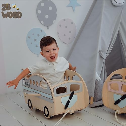 Miniatura 3 de Personalized Toy Box for Kids - Plane Wood Toy Storage Organizer With Wheels - Montessori Kids Furniture Toy Box for Boys and Girls - Christmas