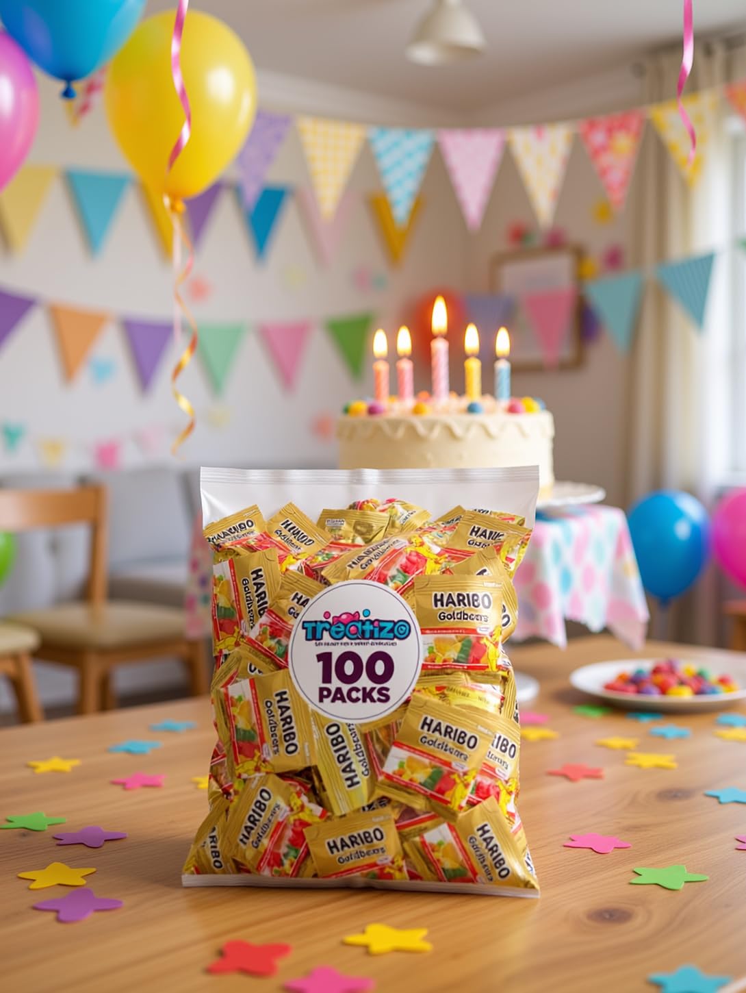 Haribo Goldbears Gummi Candy, 100 Count, 0.4 oz Individually Wrapped, Assorted Fruit Flavors, Perfect for Snacks, Treats, and Goodie Bags