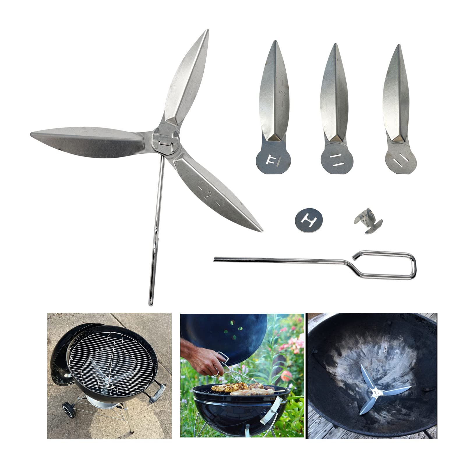 Lot de 2 Systèmes de Nettoyage One Touch de 47 cm, 18-1/2-Inch Kit de Nettoyage One Touch Compatibles avec Les Pièces de Barbecue Weber 7443 90992 3618 307443 307408 90719