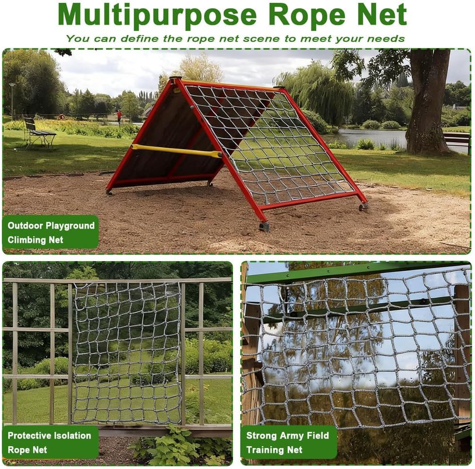 Amacthysh Climbing Net for Kids Outdoor Polyamide Rope Net Rope Ladder Playground Equipment Accessories Suitable for Treehouse Jungle Gym Backyard Swingset Climbing Frame Customizable,Width 13.1 ft