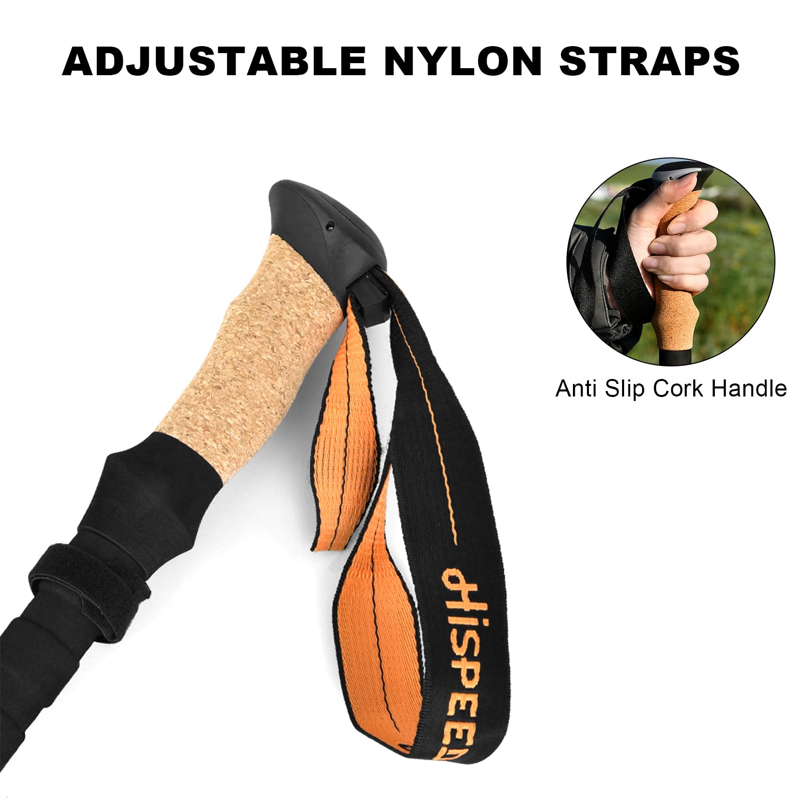 2PCS Bastones Senderismo,Bastones Trekking Plegables,Palos Senderismo con 4 Puntas para Adaptarse a Diferentes Condiciones del Terreno,Palos Trekking de Aluminio para Hombre,Mujer,Senior