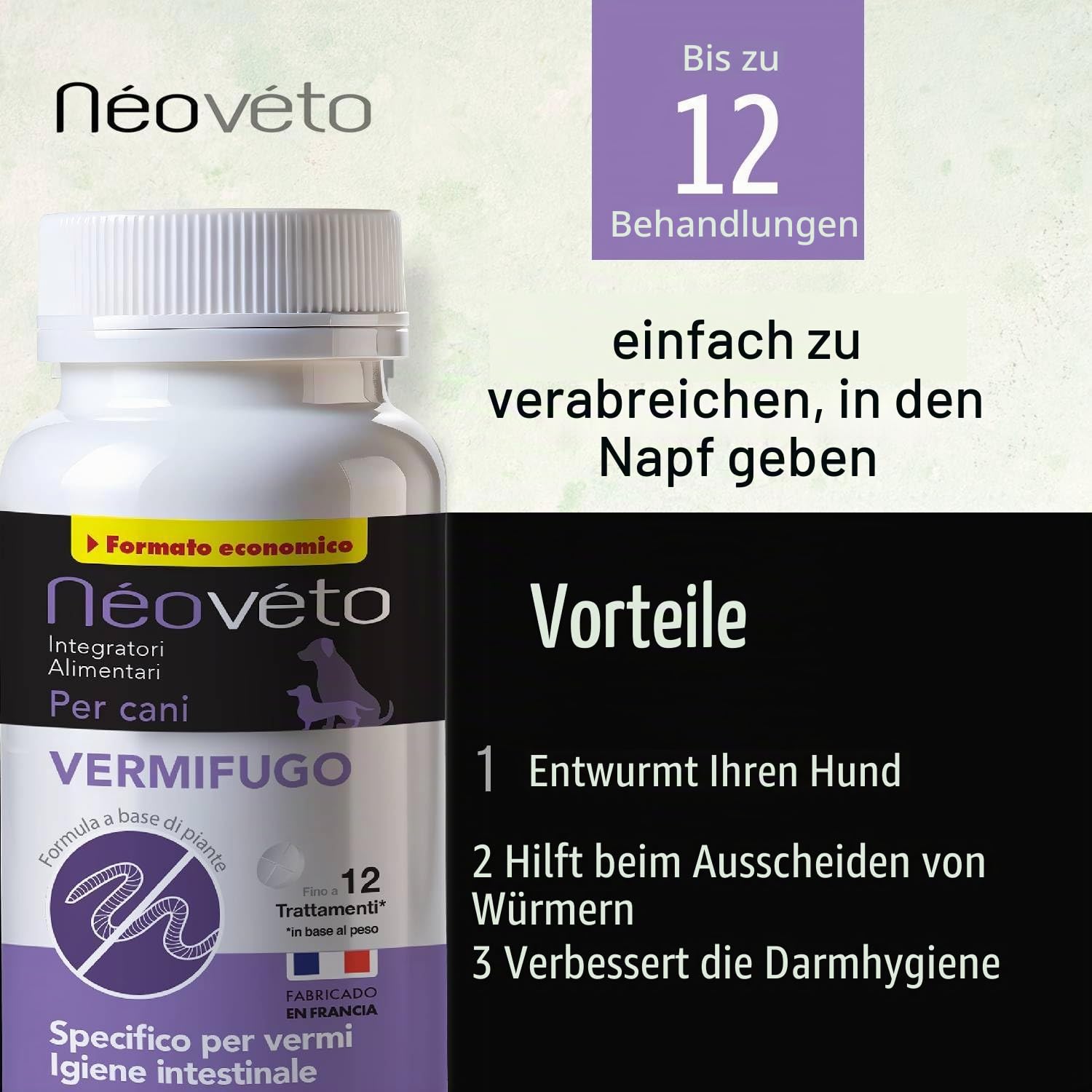 Wurmipurge - Entwurm für Hunde in natürlichen Tabletten - Wirkstoffe zugelassen vom französischen Veterinärdienst Einfach zu verabreichen - 30 schmackhafte