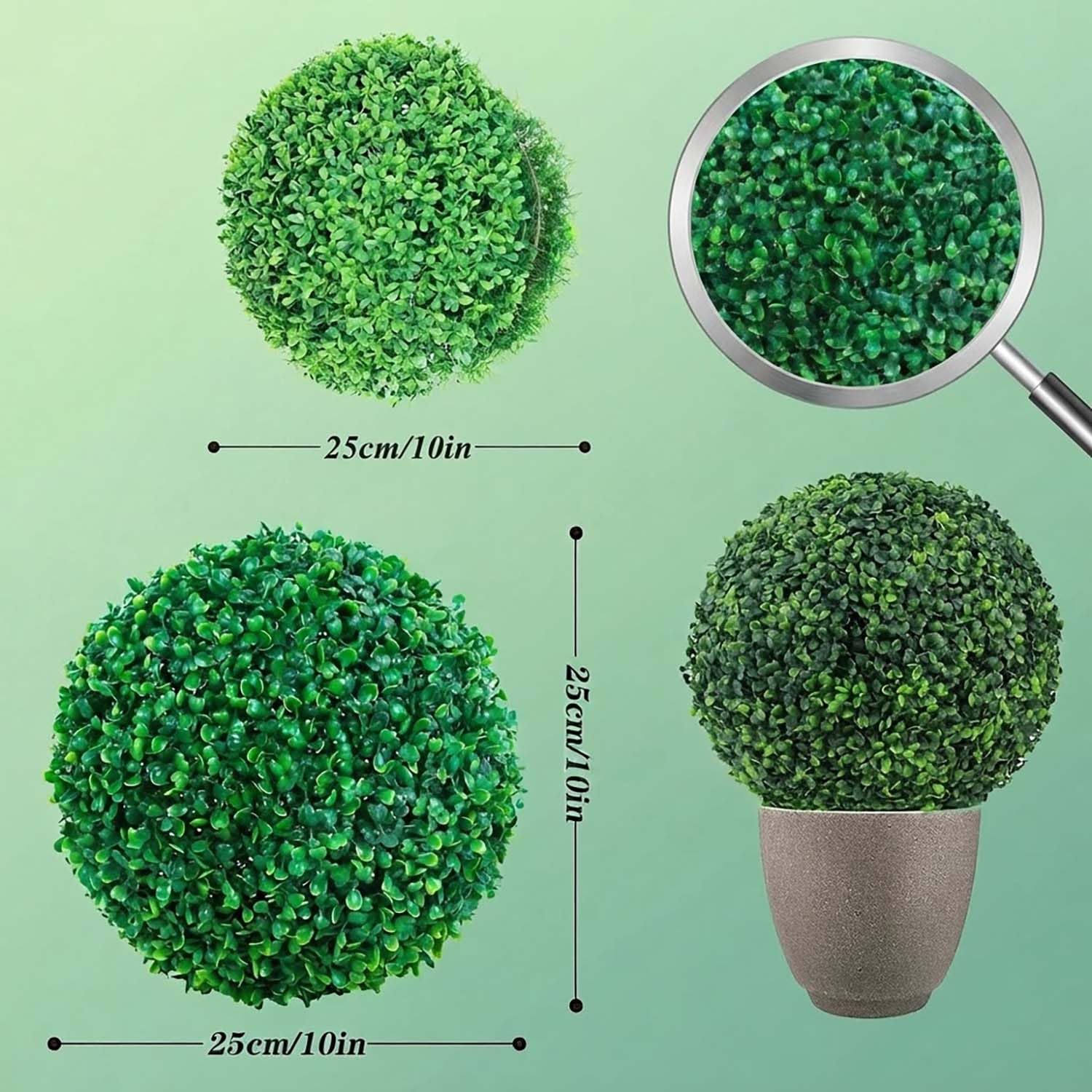 Sztuczna kula roślinna topiary extra duża, sztuczne zielone kule do donic na zewnątrz, sztuczne kule bukszpanowe rośliny bez konserwacji do zawieszania w domu Green, 20in/51cm