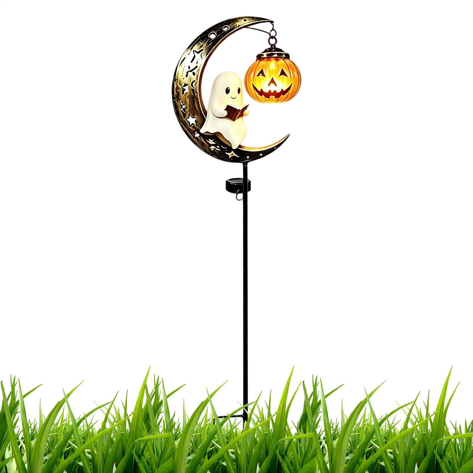 Halloween Solarleuchten für den Außenbereich Dekorative Mondpfad Lampen | Solar Kürbis Deko Beleuchtung Geeignet Für Terrasse Gehweg Außenbereich Rasen Hof Boden Wasserspiel