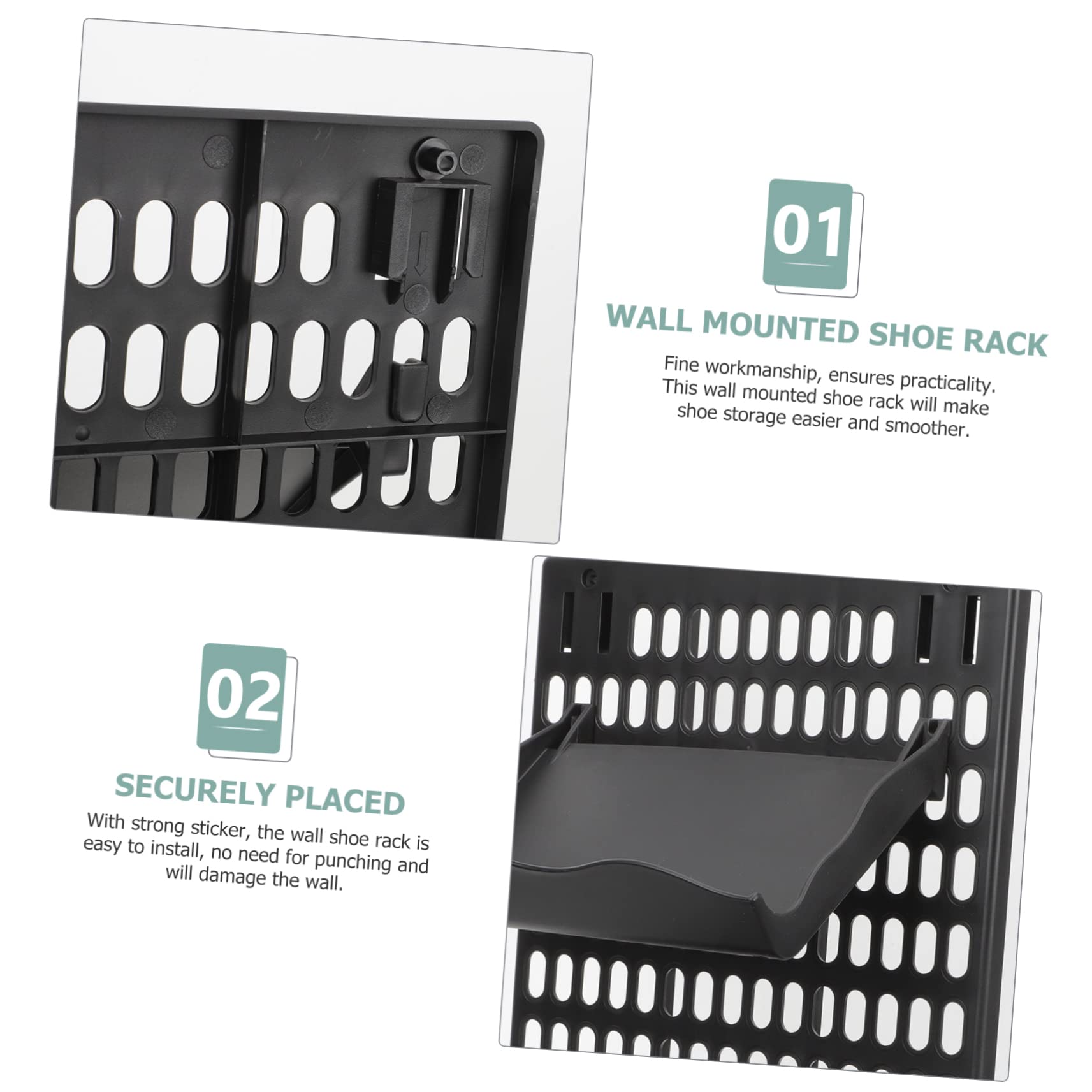 MUSISALY Shoe Organizer Wall Mount Entryway Rack 1 Set Slippers Casual Shoes Storage Easy Install