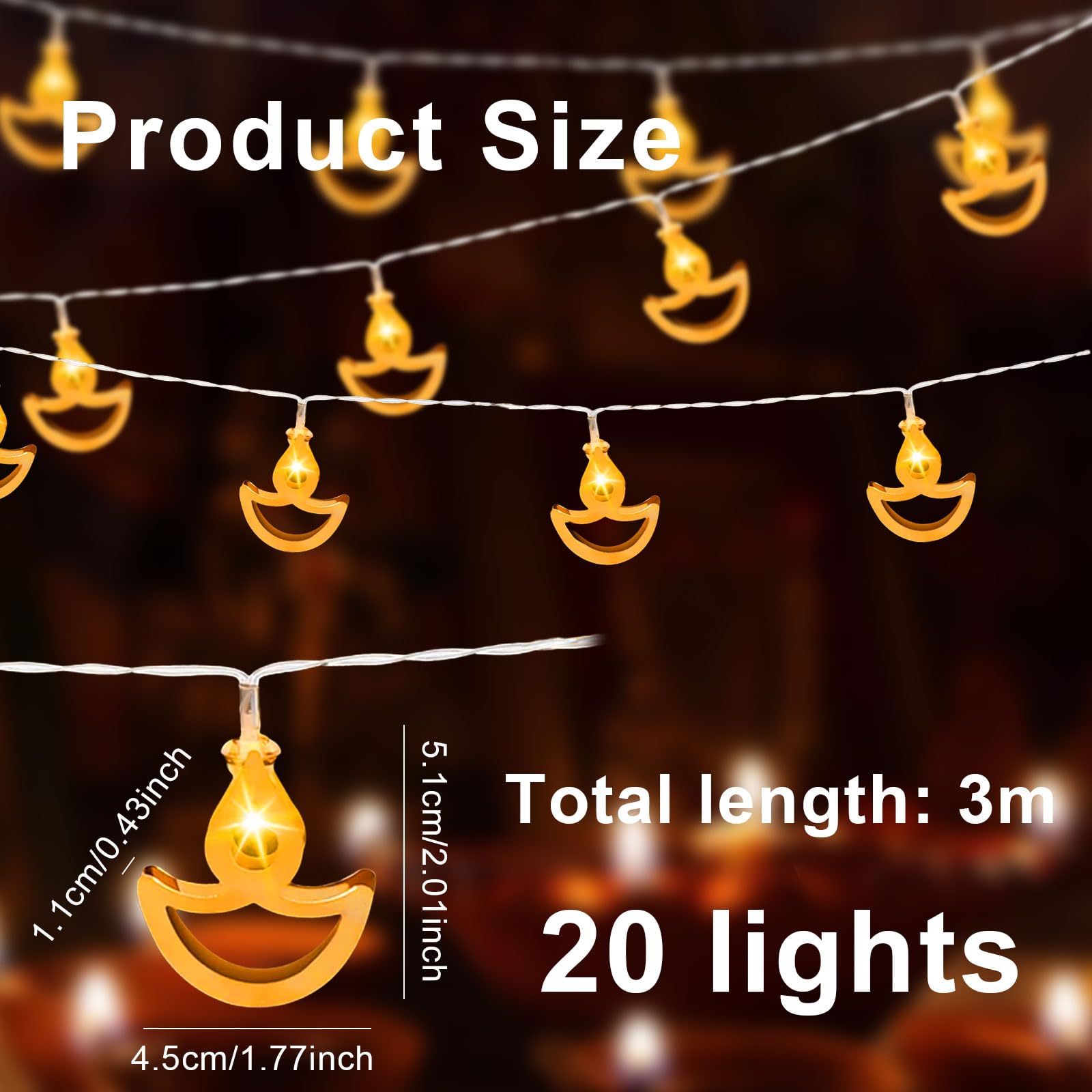 9.8FT 20 LED Diwali String Lights - Image 2
