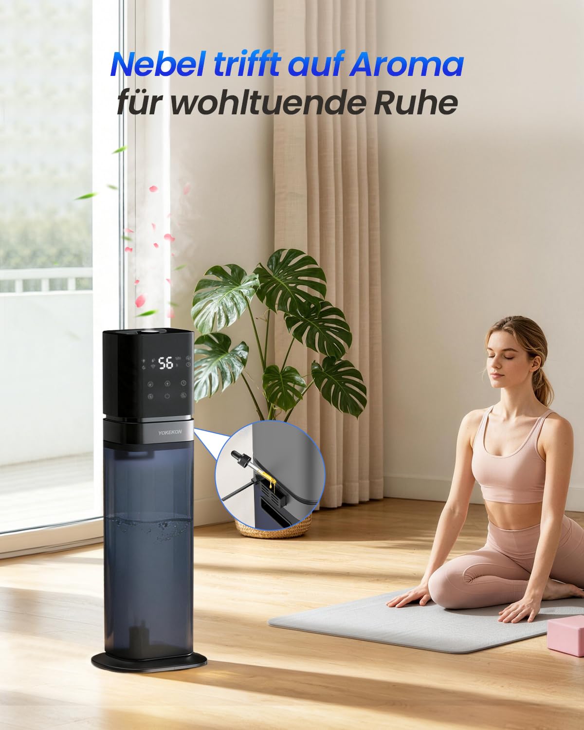 YOKEKON Luftbefeuchter 8L Ultraschall Kalt Nebel Top Füllen für große Räume