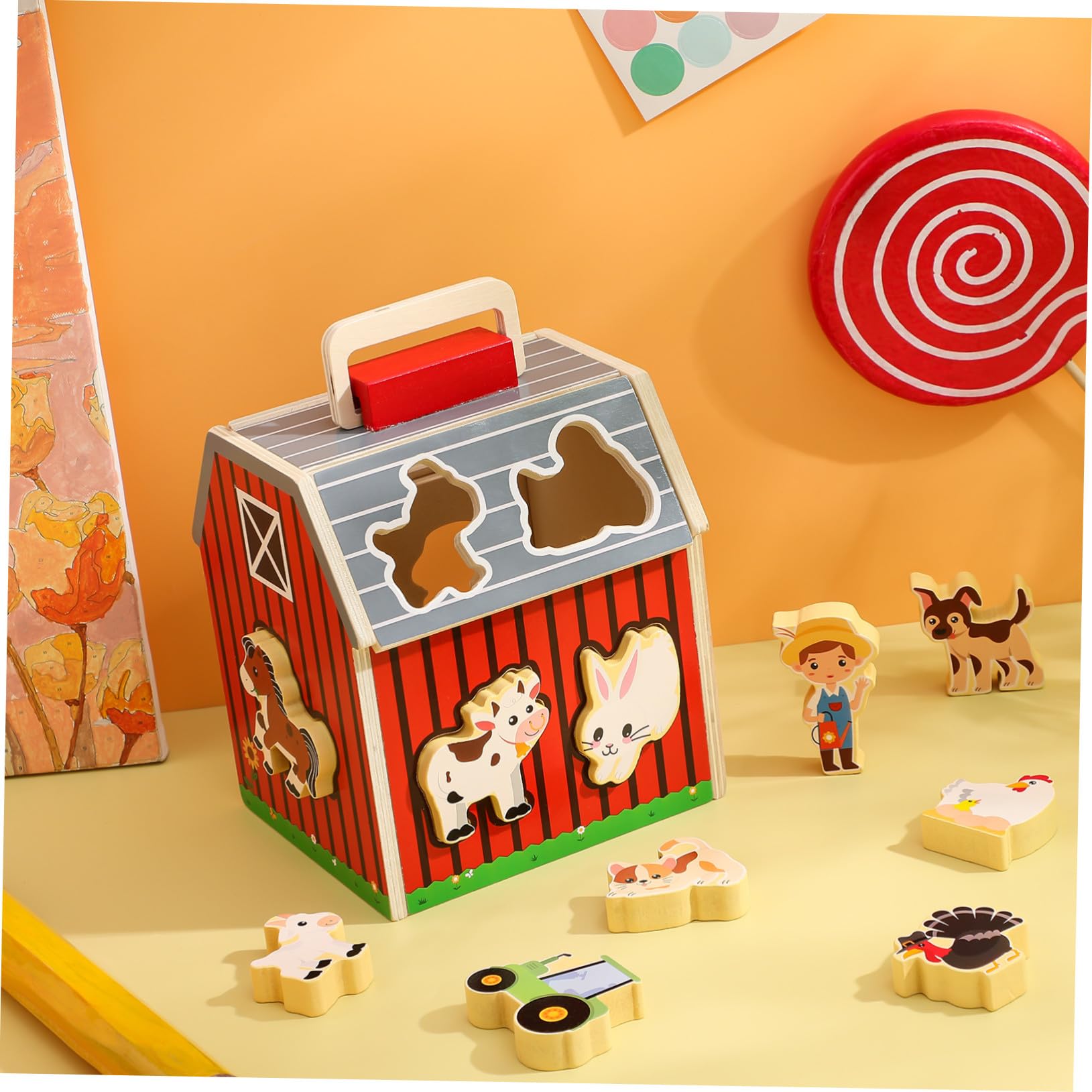Toddmomy Madera Montessori de Animales de Granja para Set Seguro de Figuras de Madera con Bordes Redondeados para Actividades Educativas y Desarrollo Motor Fino
