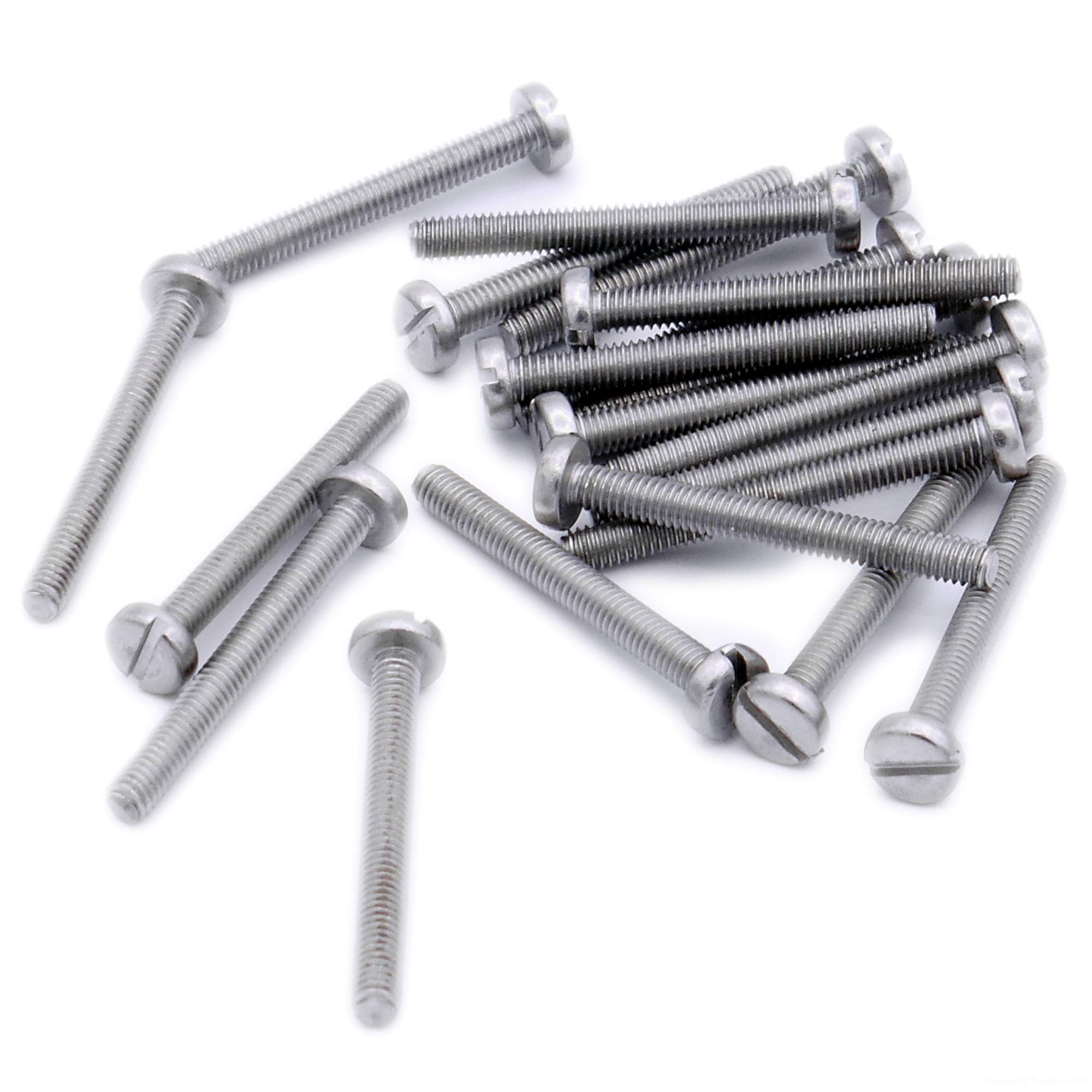 Singularity Supplies Silver M4 (4Mm X 40Mm) Slot Pan Machine Screw (Bolt) - Stainless Steel (A2) (Pack Of 20)