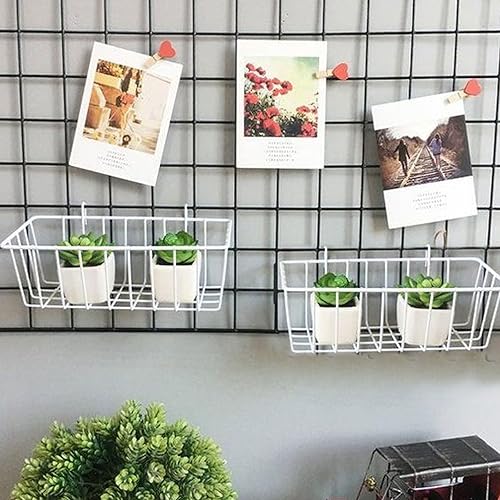 Miniatura 7 de CertBuy Paquete de 10 cestas de alambre para colgar en panel de rejilla de pared, cesta de almacenamiento y exhibición de pared blanca, accesorio de