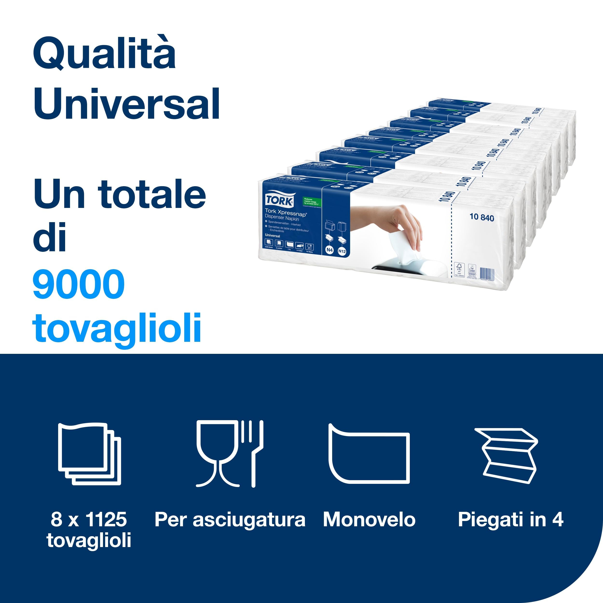 Tork 10840 Interleaved Napkins 8 Packs x 1125 - Dettaglio
