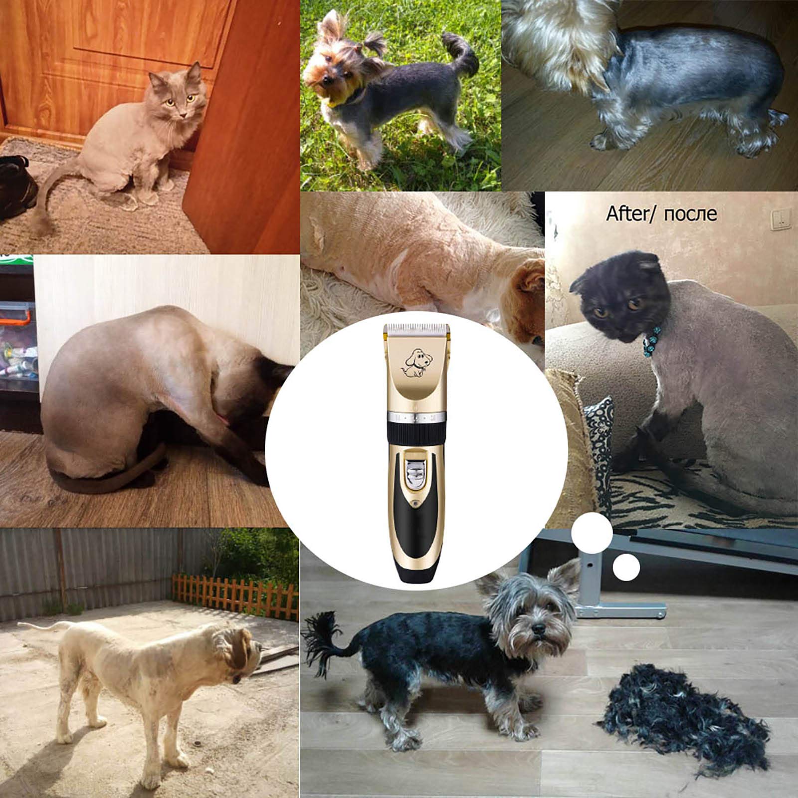 Tondeuse pour Chien Professionnelle, Tondeuse Chien Poil Long Tondeuse Silencieuse sans Fil Et Rechargeable Clippers Trimmer Pet Grooming Avec Ciseaux et Peigne Lime à ongles,Noir