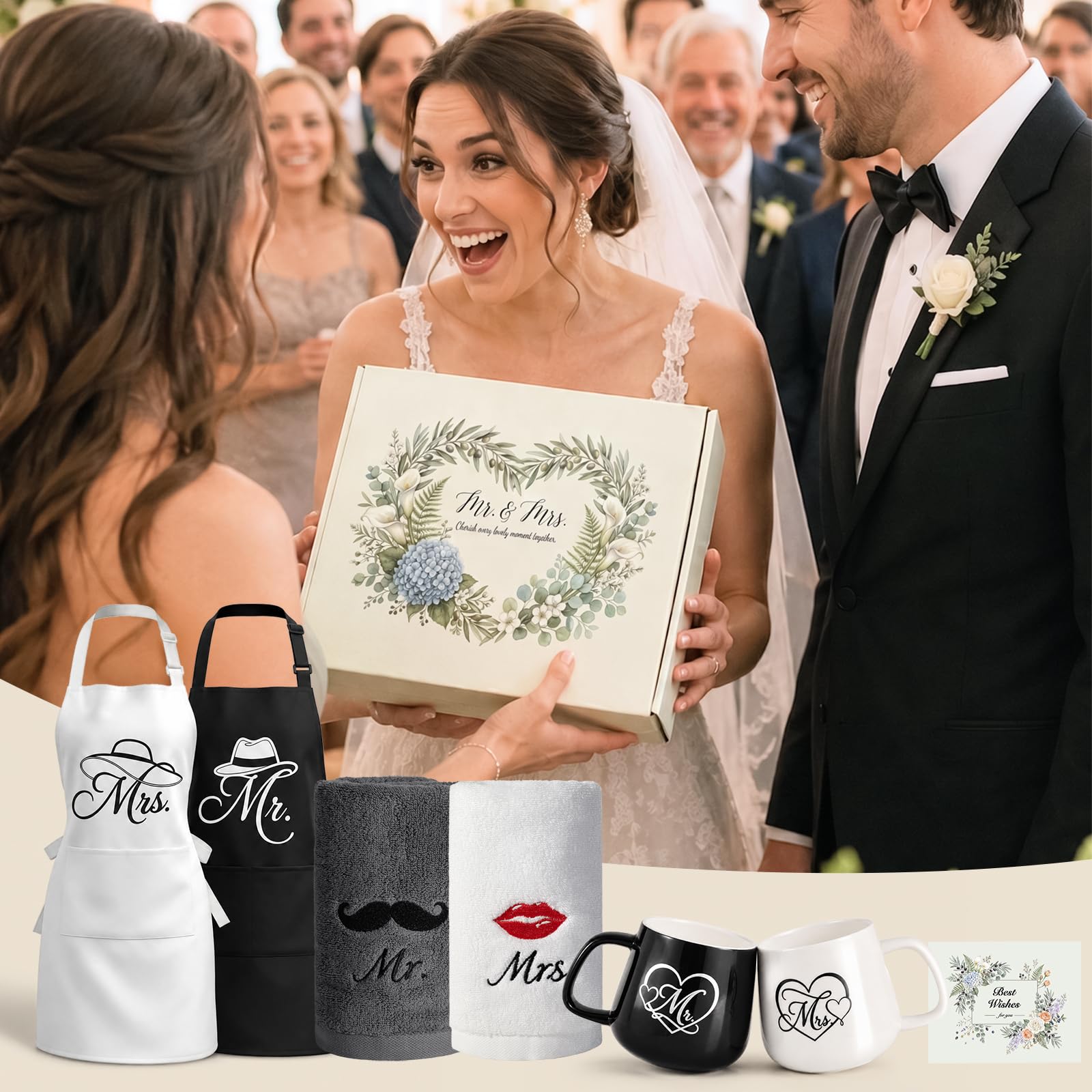 Ensemble cadeau de mariage pour couple de mariés, coffret cadeau Mr