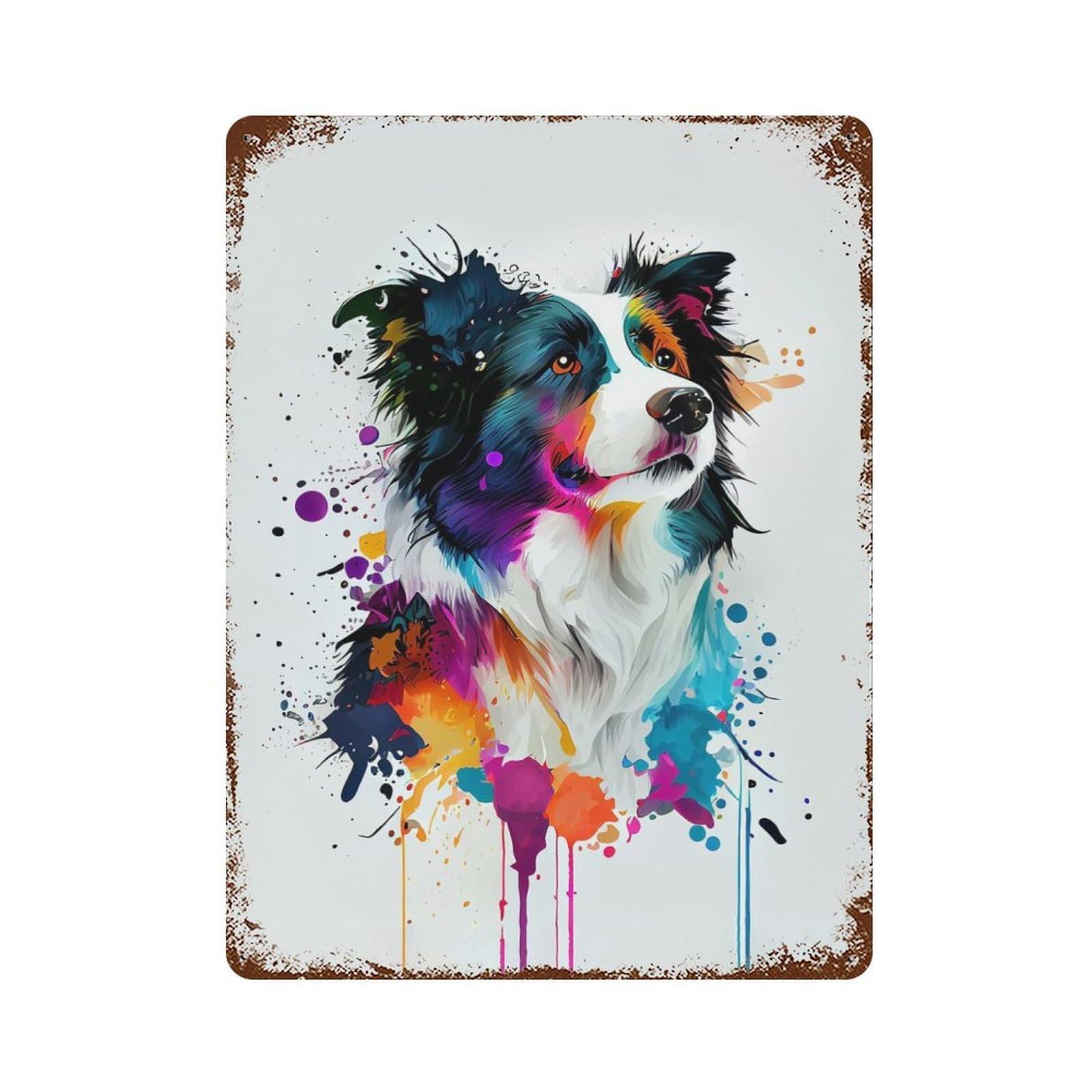 Border Collie Retro Metal Sign 15.7"x11.8", for Garage, Bar And Workshop Decor, Shabby Chic Decor