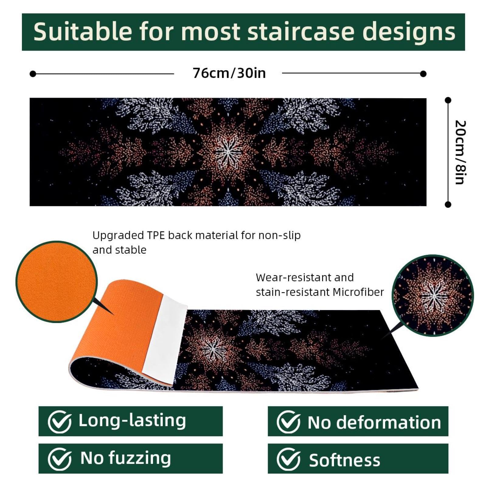 Lot de 15 tapis d'escalier antidérapants et autocollants de sécurité Motif flocon de neige 76,2 x 20,3 cm