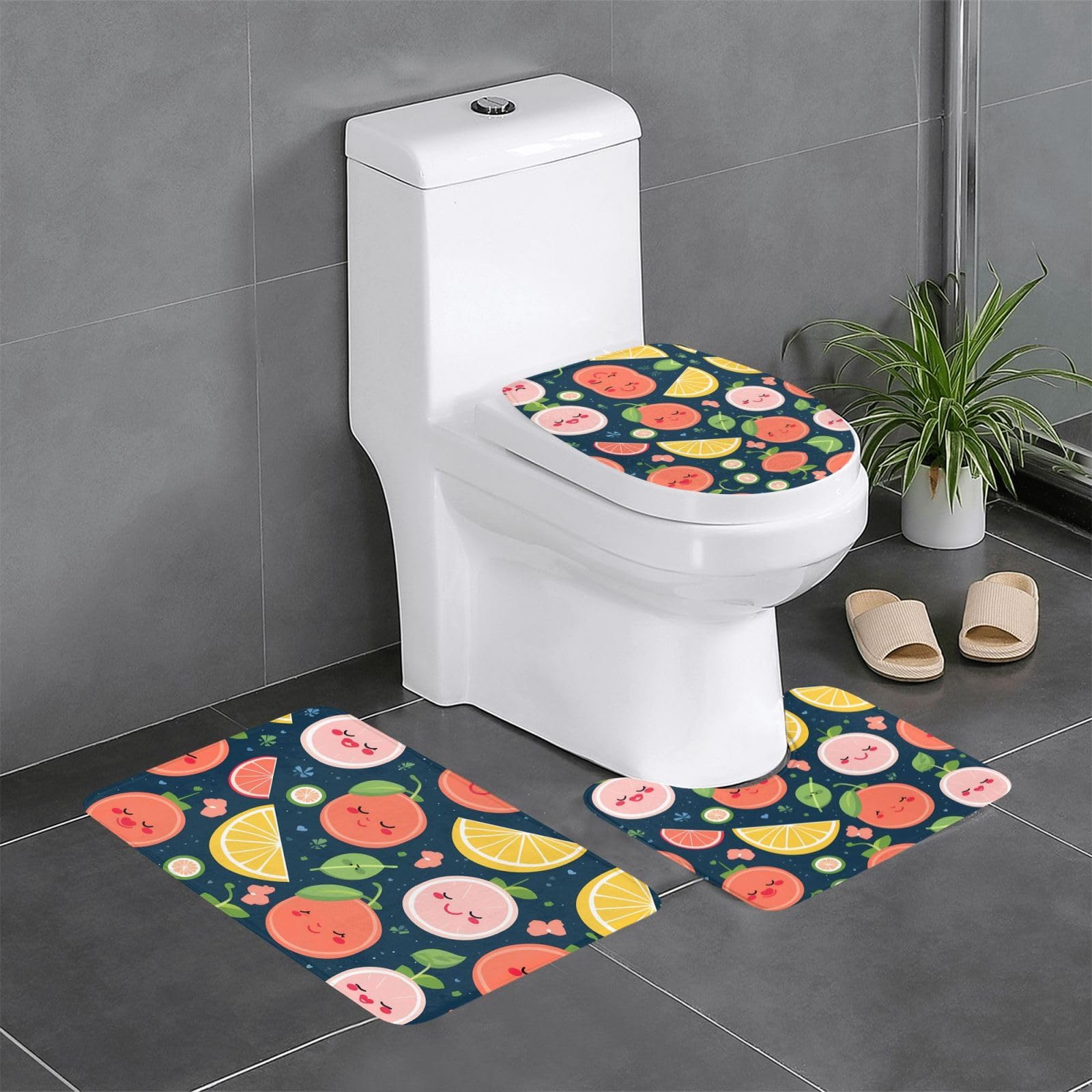 Tapis de salle de bain anti-glisse lot de 3 absorbant mignon