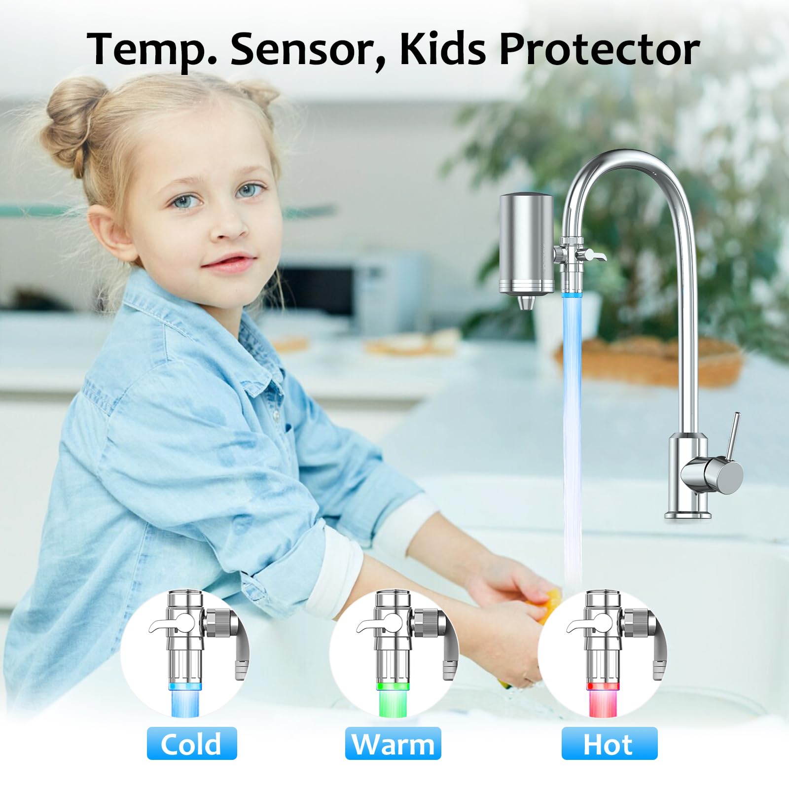 WINGSOL WINGSOL Stainless Steel Water Filter for Sink Faucet Temp Sensor LED Light NSF ANSI 42 53 360 — view 2