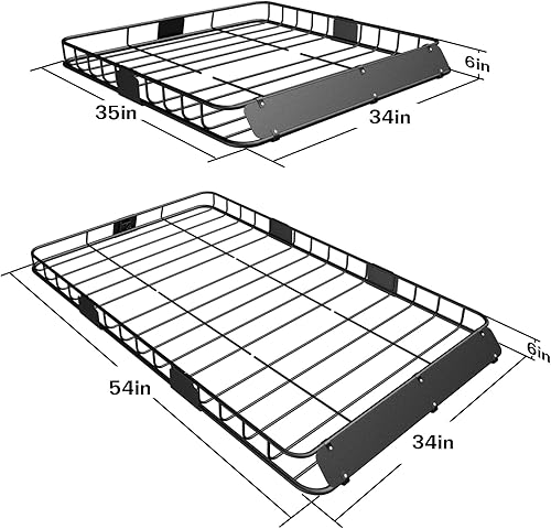 Miniatura 9 de WEIZE Portaequipajes de techo resistente de 64 x 39 pulgadas, capacidad de 150 libras, con extensión, soporte de equipaje superior para SUV,