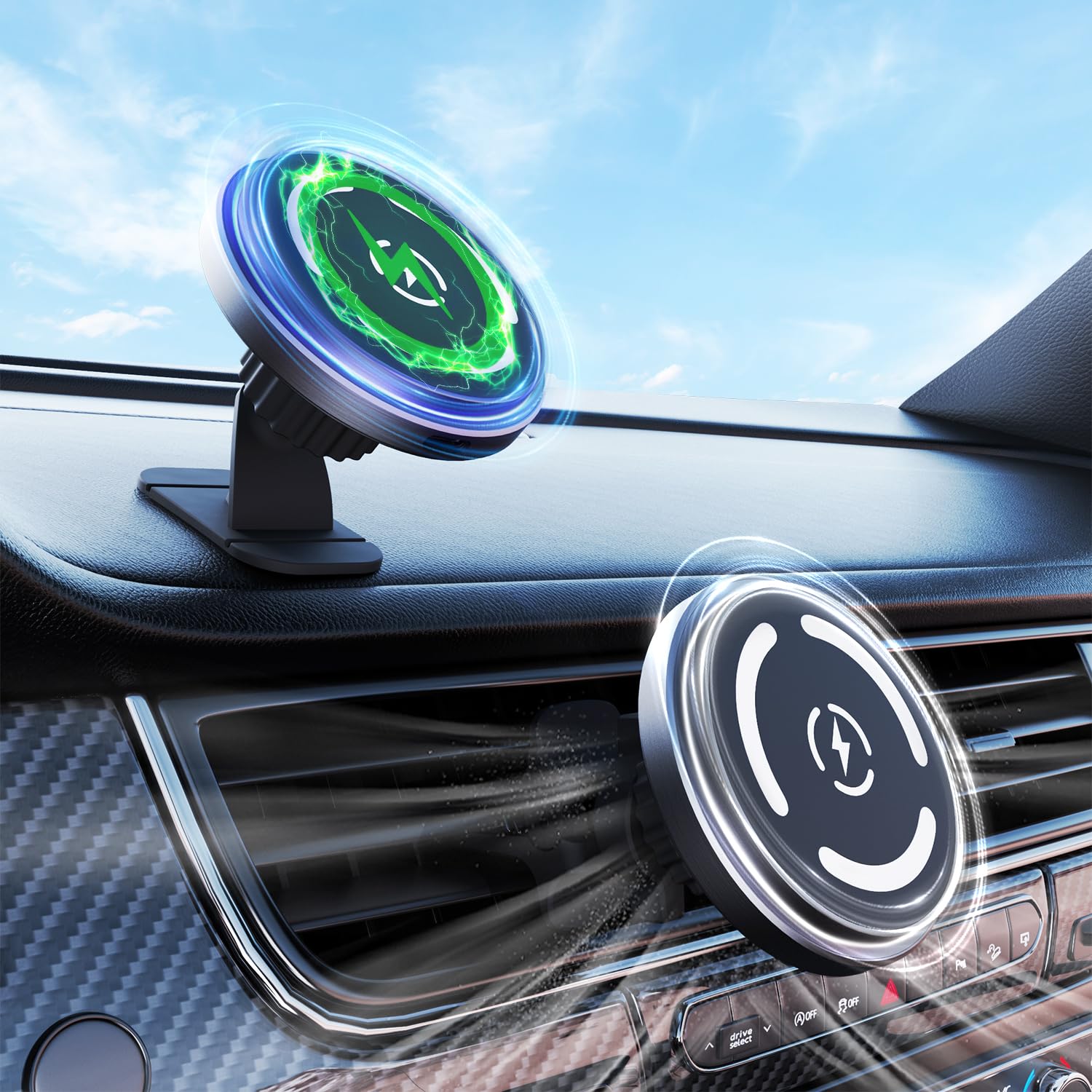 15W MagSafe Car Mount Charger, 【28 Strong Magnets】Magnetic Wireless Charging Mount for iPhone 15 Pro Max 14 13 12 Plus, Qi Car Charger with Magnet,