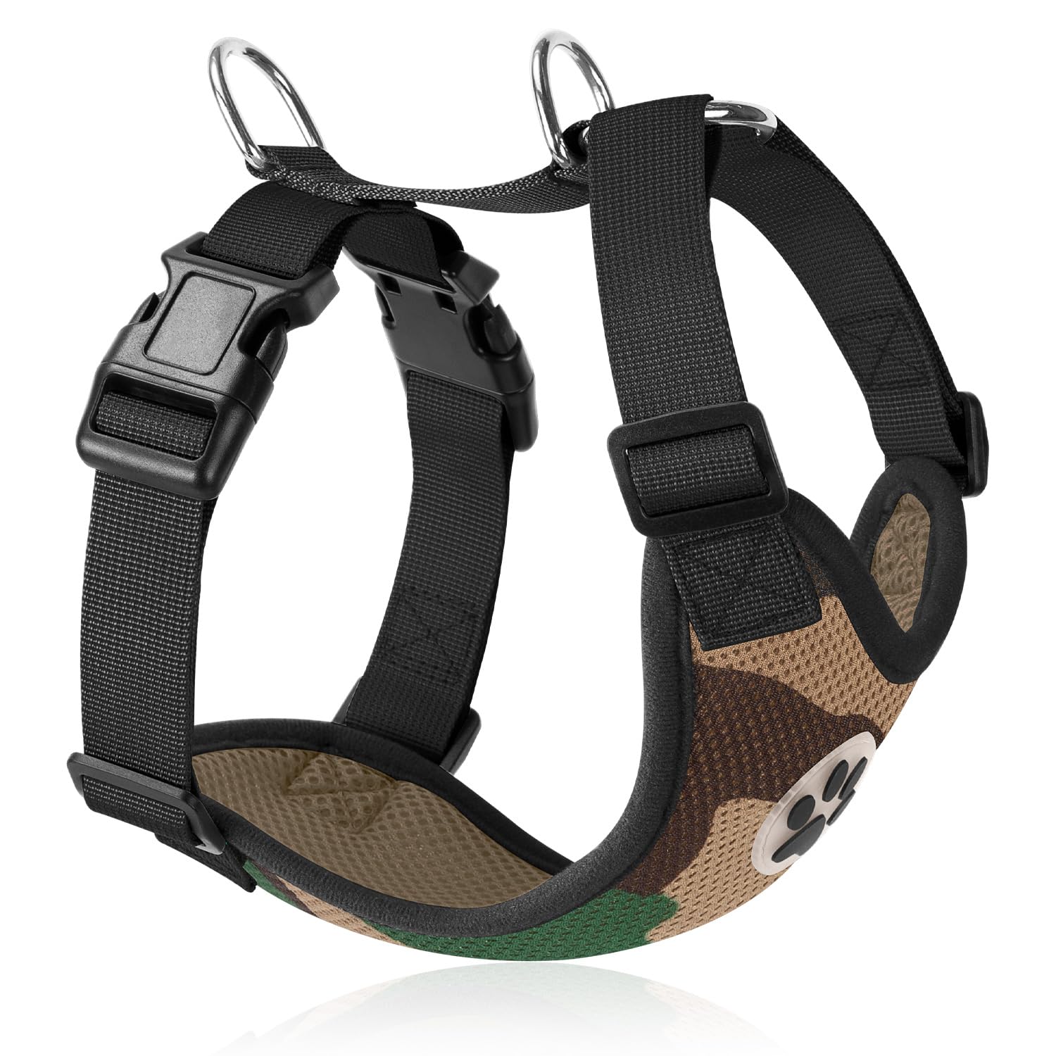 SlowTon Dog Car Vest Harness Multifunction Adjustable Double-Ring Breathable Mesh Fabric Harness for Cat Puppy Road Trip Daily Walks
