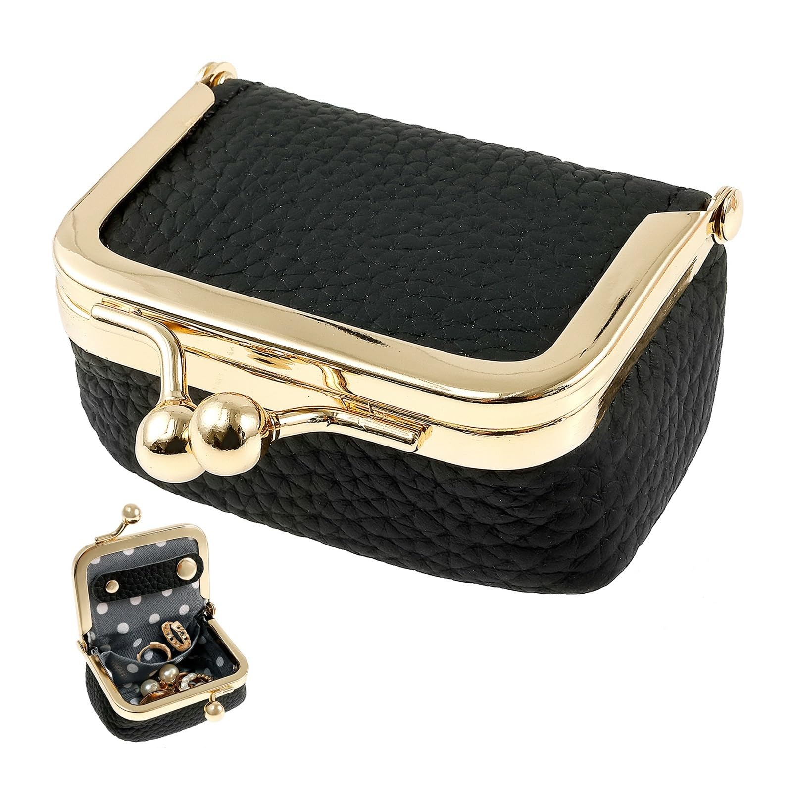Custodia for gioielli da viaggio portatile in pelle vintage con mini portagioie con portamonete con chiusura a bacio for scatola for braccialetti, collane e orecchini