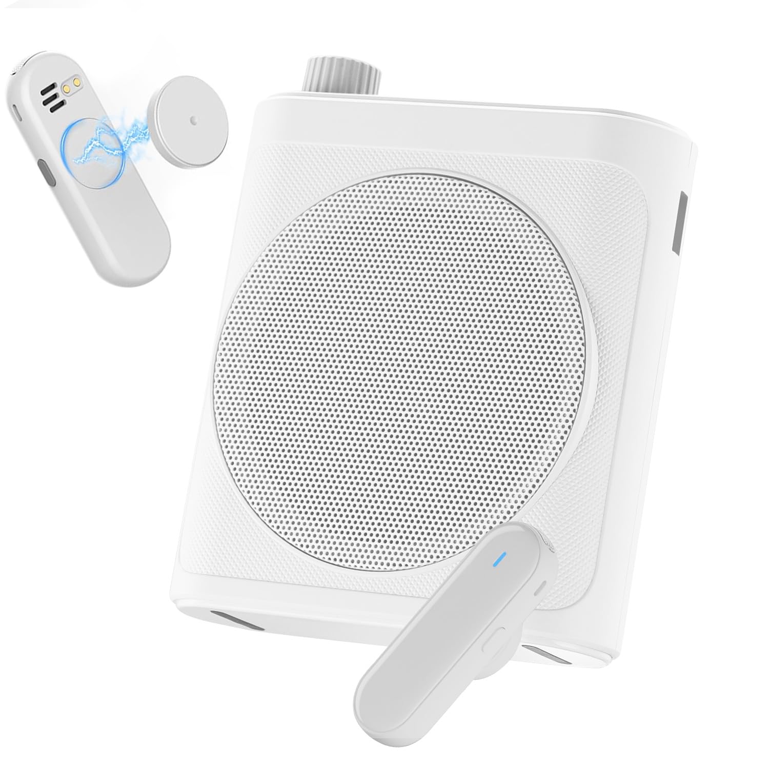 Tearstone Sprachverstärker für Lehrer mit kabellosem magnetischem Lavalier-Mikrofon, Bluetooth Tragbarer wiederaufladbarer Lautsprecher, 2 Mikrofone für Klassenzimmer, Meetings, Reden, Outdoor (Weiß)