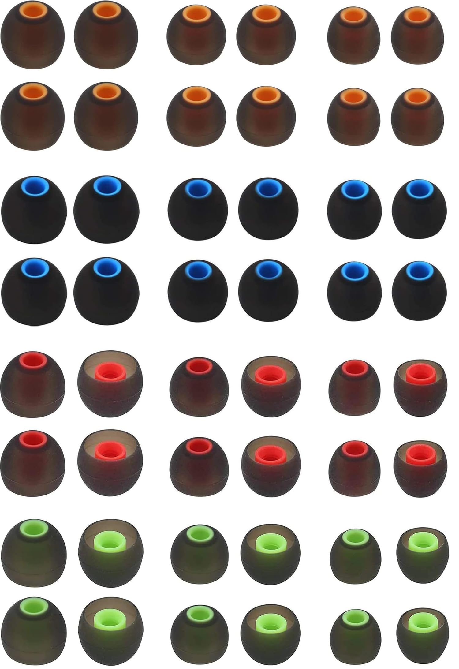 ALXCD 48 Pcs Earbud Replacement Tips Silicone Earbud Tips Earbud Covers Fit for in-Ear Headphones Inner Hole 3.8mm -5.1mm Earbud Rubber Tips Ear Tips
