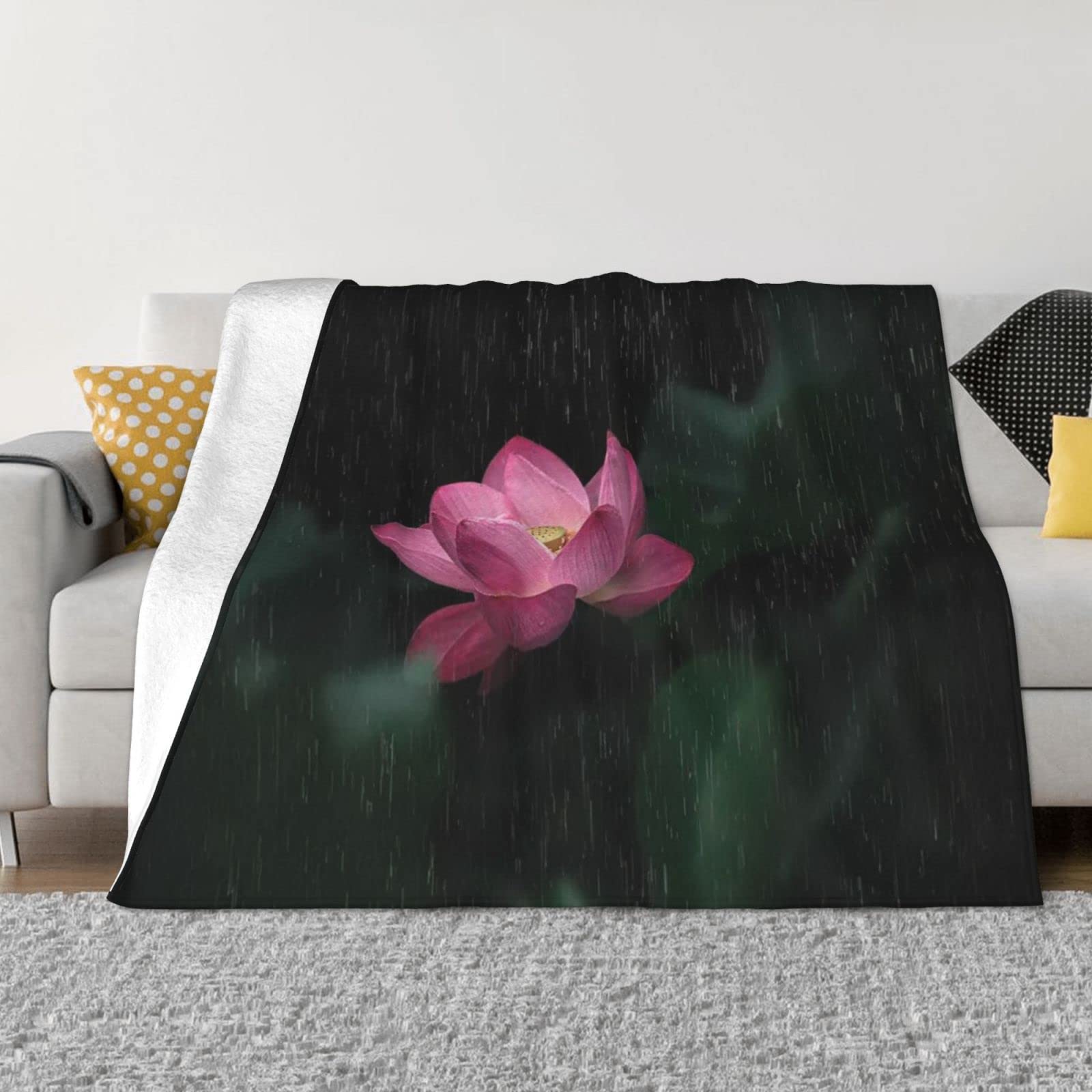Couverture polaire fleur de lotus de luxe douce pour chambre