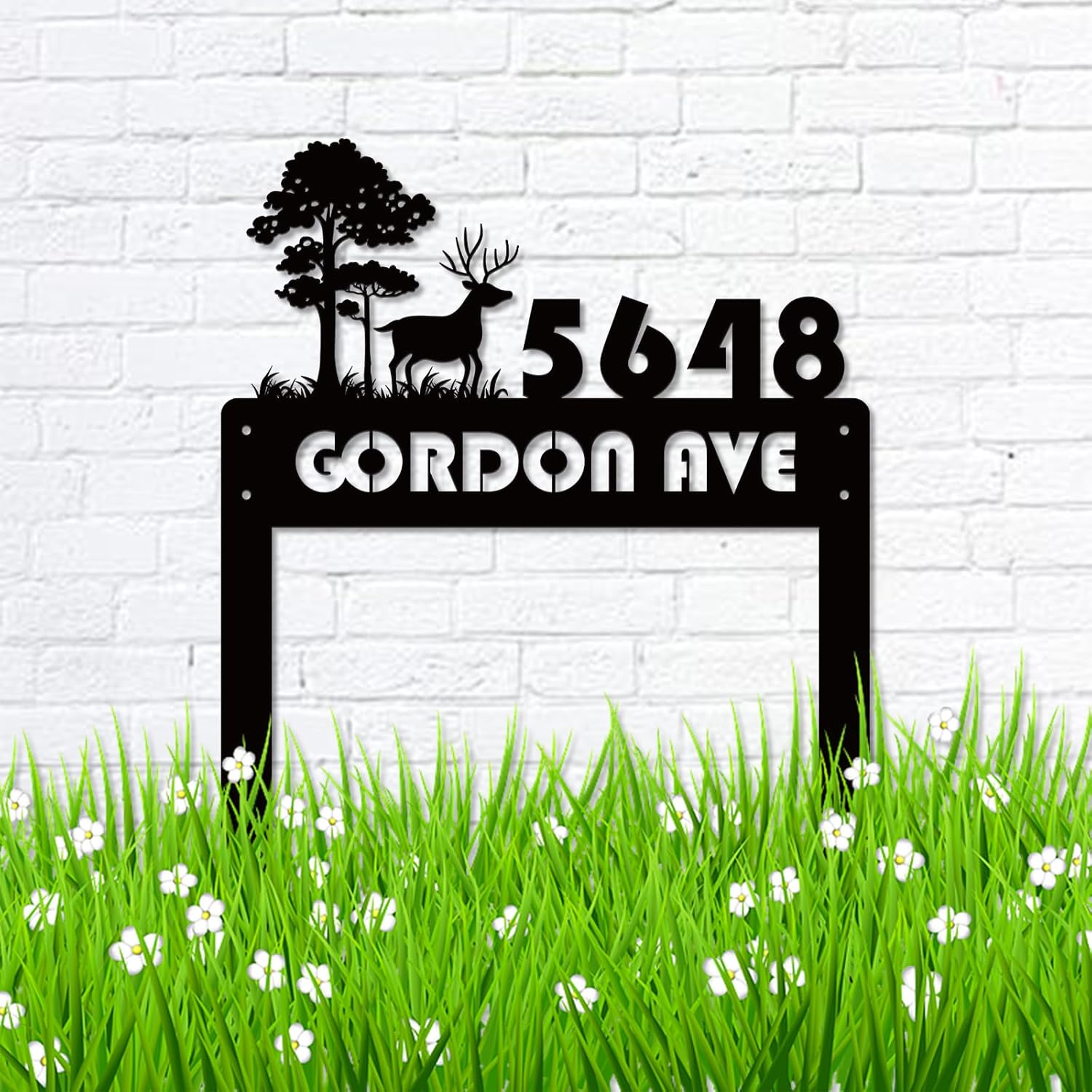 Personalized Address Signs, Personalized Address Metal Address Signs for Outside Gardening Decor, Customized Address Number Signs for Front Door, Garden Stake Metal Sign (Bear)
