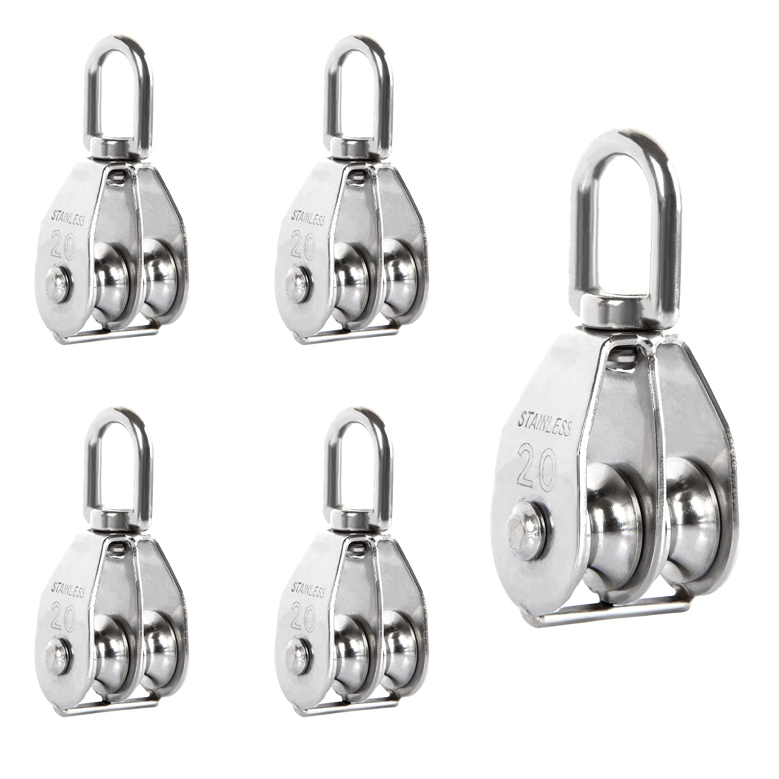 Buy 5 Pack Lifting Double Pulley Block, Hanging Wire Pulley Roller, 304