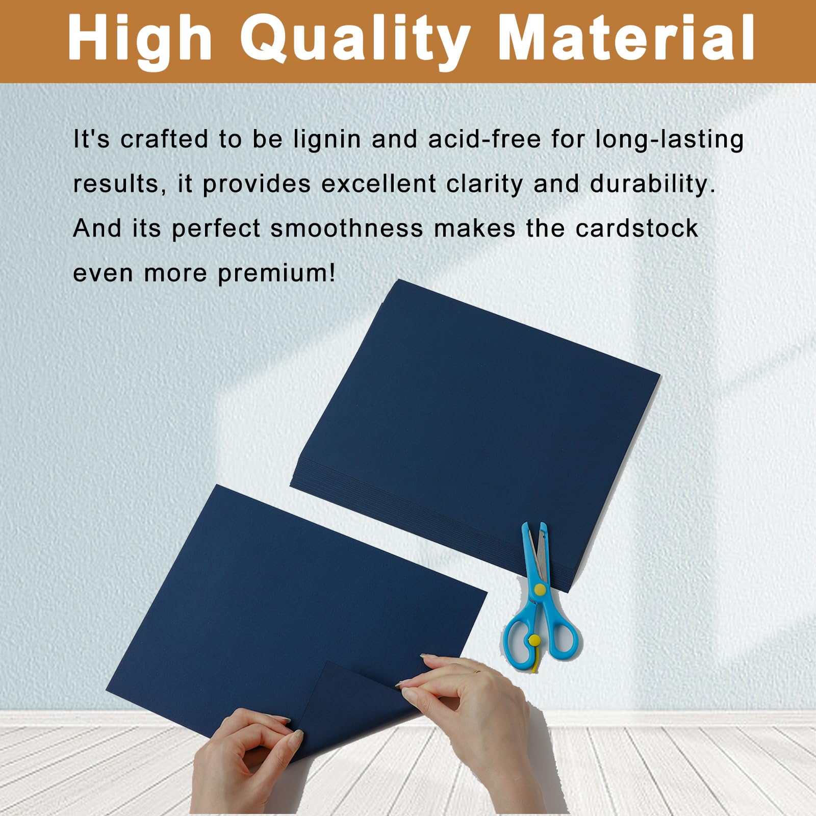 Silunkia 300 hojas de cartulina azul marino de 8.5 x 11 pulgadas, papel para manualidades, 75 libras, cartulina de papel azul oscuro pesado para hacer tarjetas, menús, impresora de oficina, tarjetas