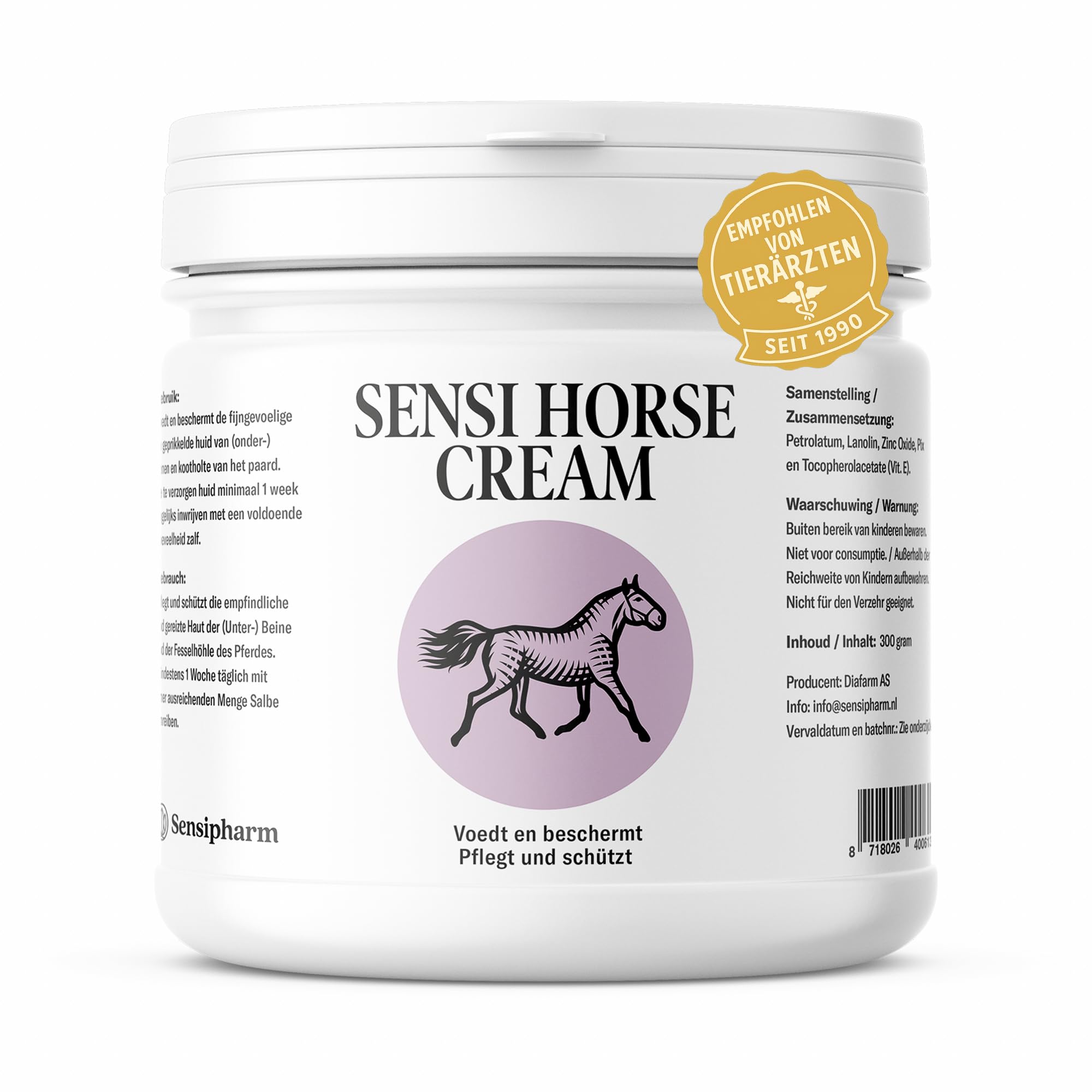 Sensipharm Sensi Horse Cream 300 g - Mauk Ointment for Horses - Skin-Friendly Zinc Ointment Horse with Vitamin D for Horses Against Mauke Horse and Jet Rot Horse Skin-Friendly Pain Free Hoof Care