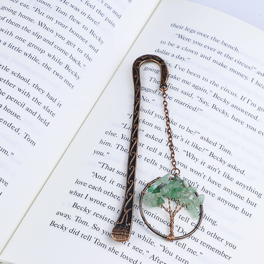 Marcadores De Página De Metal Vintage Bronce - 2 Unidades Con árbol De Piedra, Regalo Para Amantes De Libros