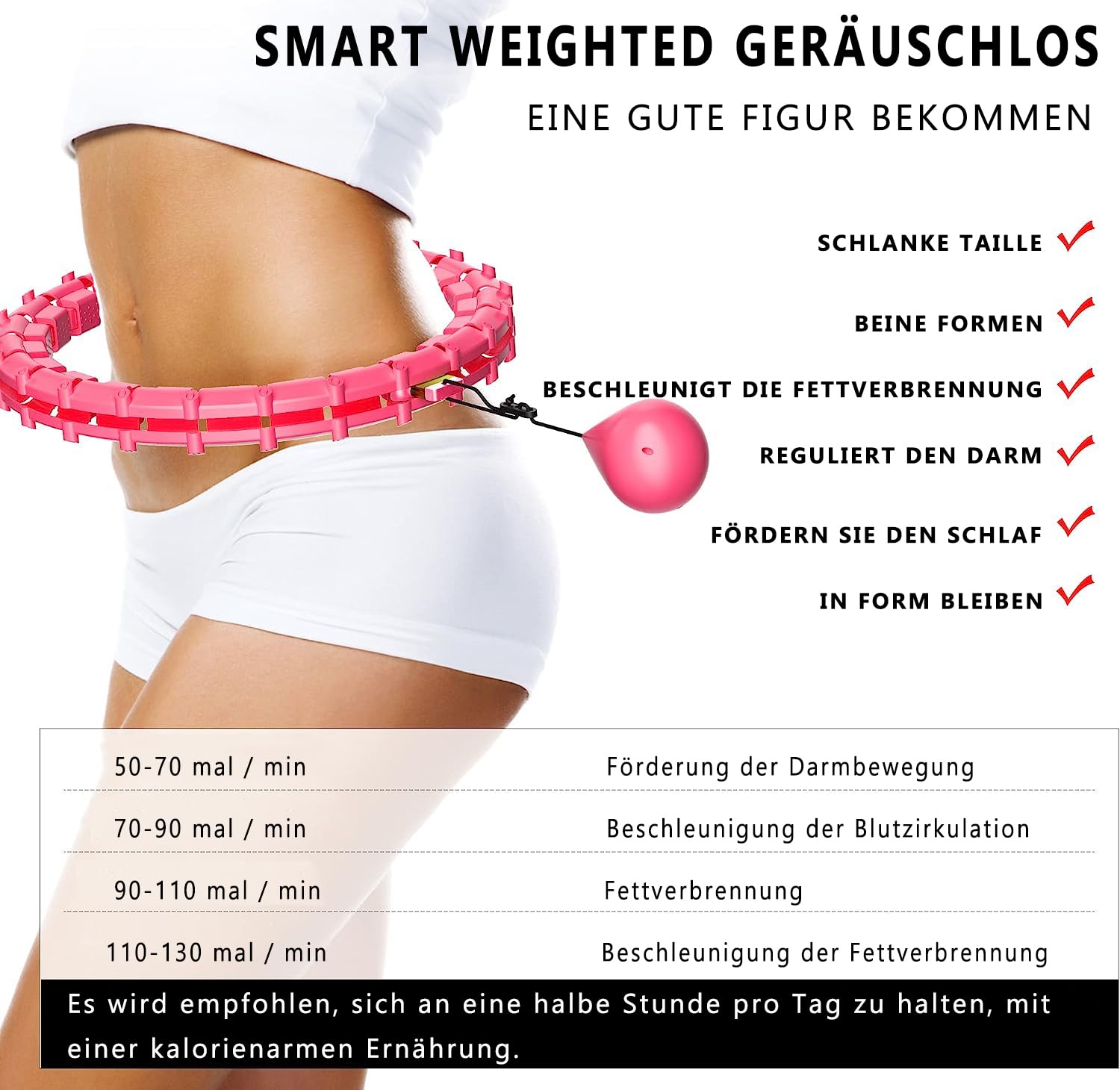 Voarge Will Not Fall Hula Hoop Verstellbarer Waist，Hula Hoop Gewichtsverlust, mit 360 ° Massage Noppen und 24 Abnehmbarer Einstellbar Breit Bewegliche Reifens, für Kinder Erwachsene Anfänger Abnehmen