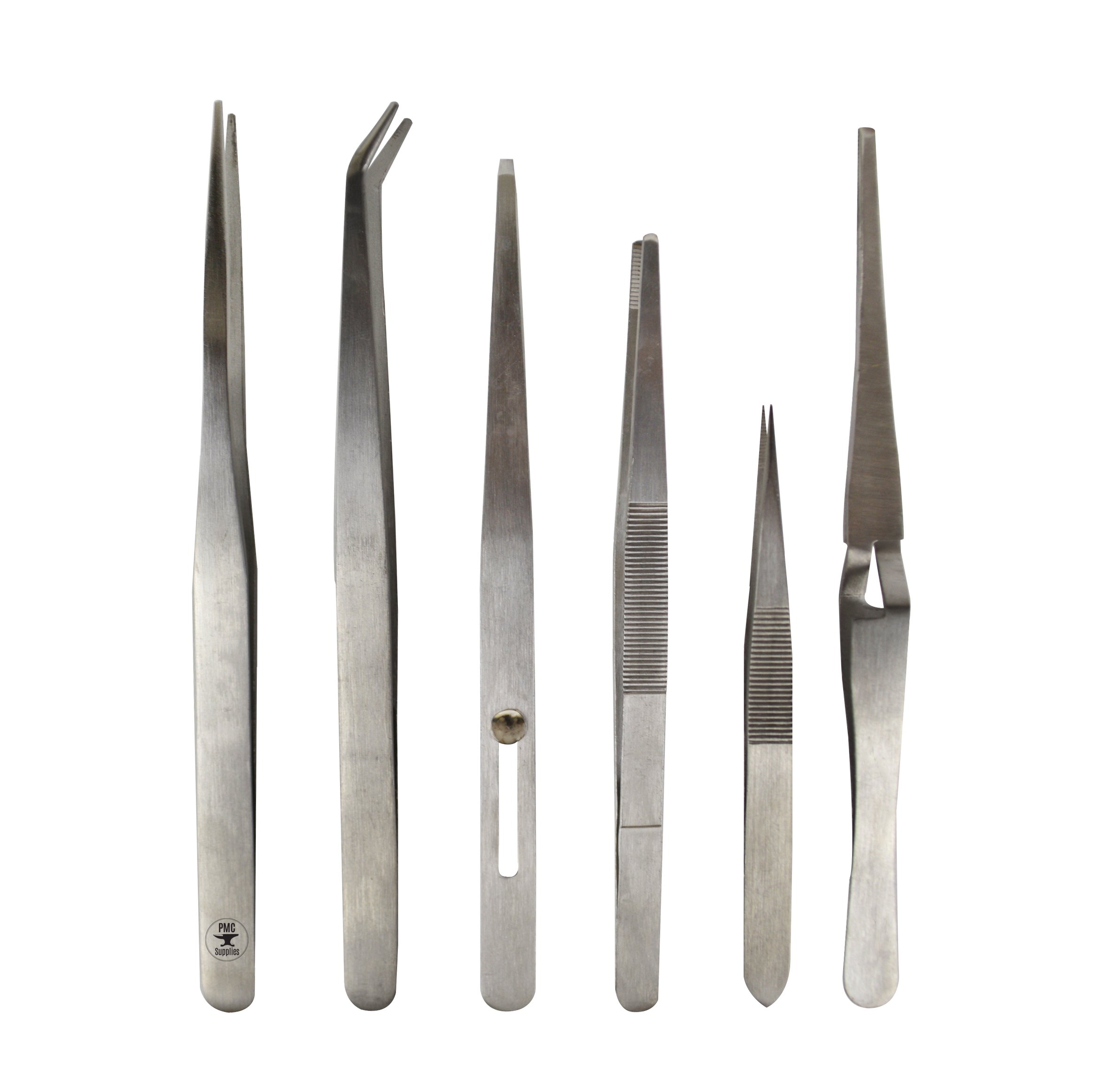 6 Piece Stainless Steel All Purpose Jewelry Making Tweezer Set