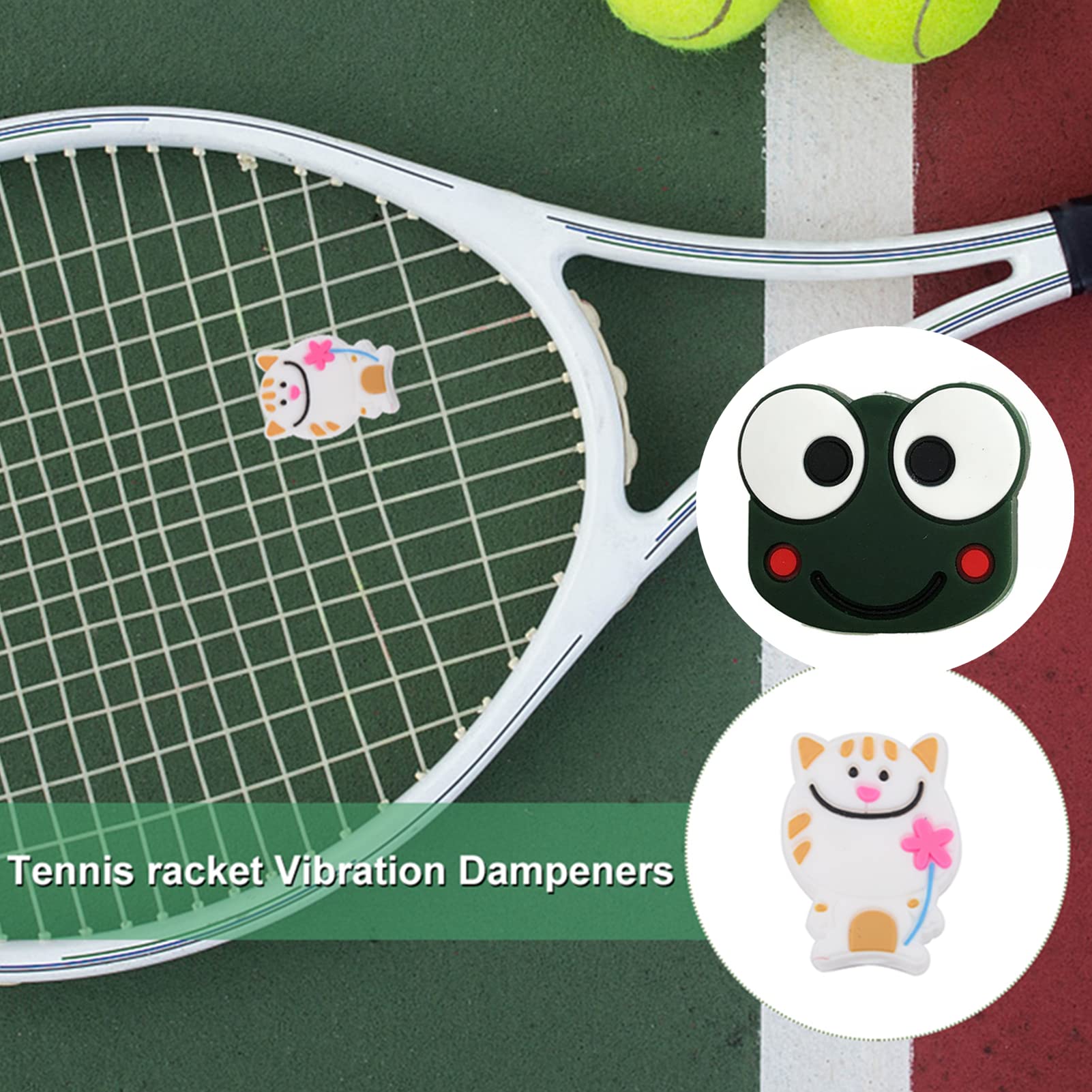 10 Ammortizzatori Per Racchette Da Tennis In Silicone - Motivi Animali Carini, Per Tennis E Badminton - Foto 7